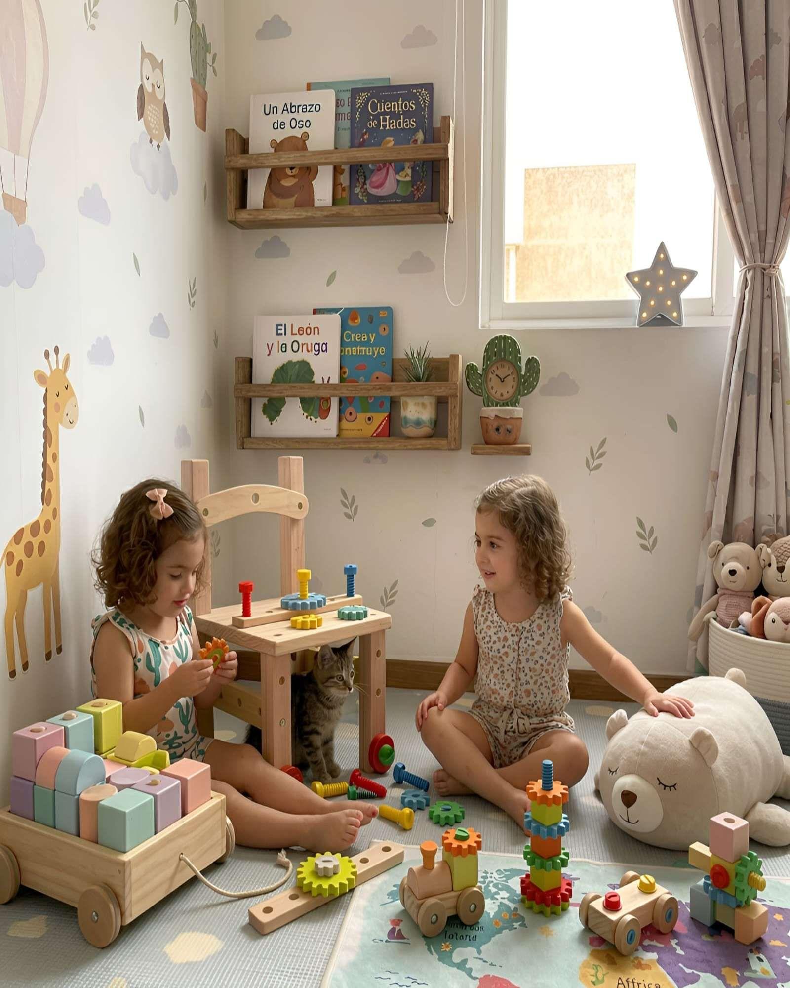 Silla de Actividades y Banco de Herramientas de Madera Montessori 2 en 1-2