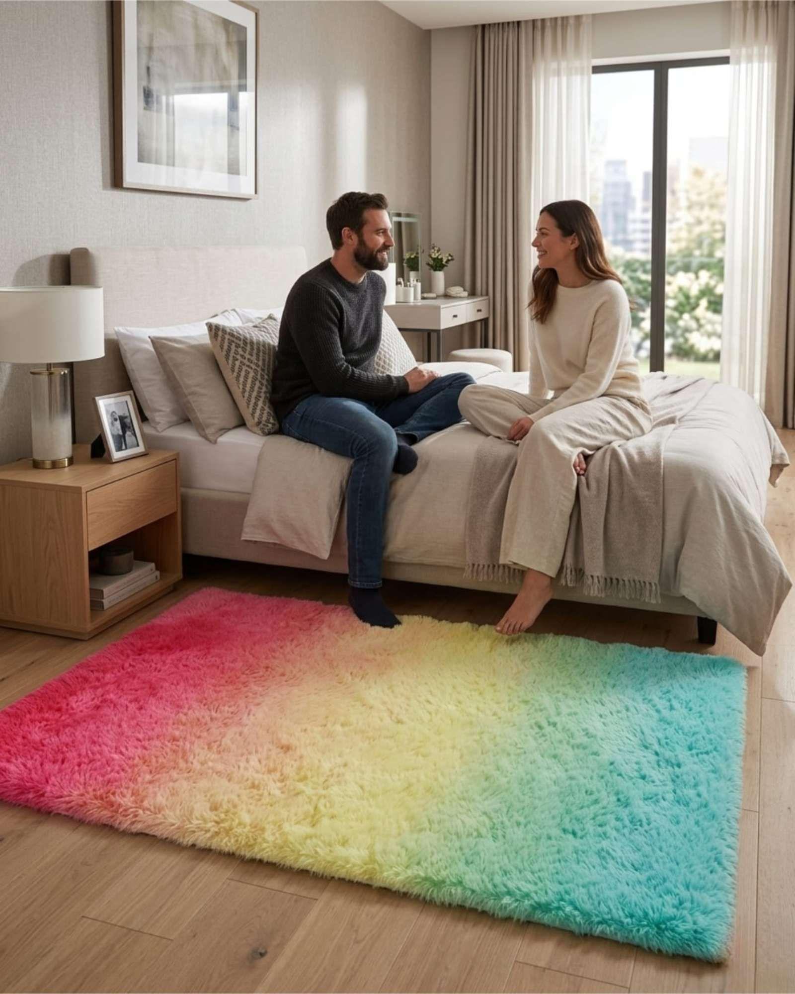 Alfombra Shaggy Peluda Extra Suave VERANO / INVIERNO 180 x 200 cm  Multicolor-2