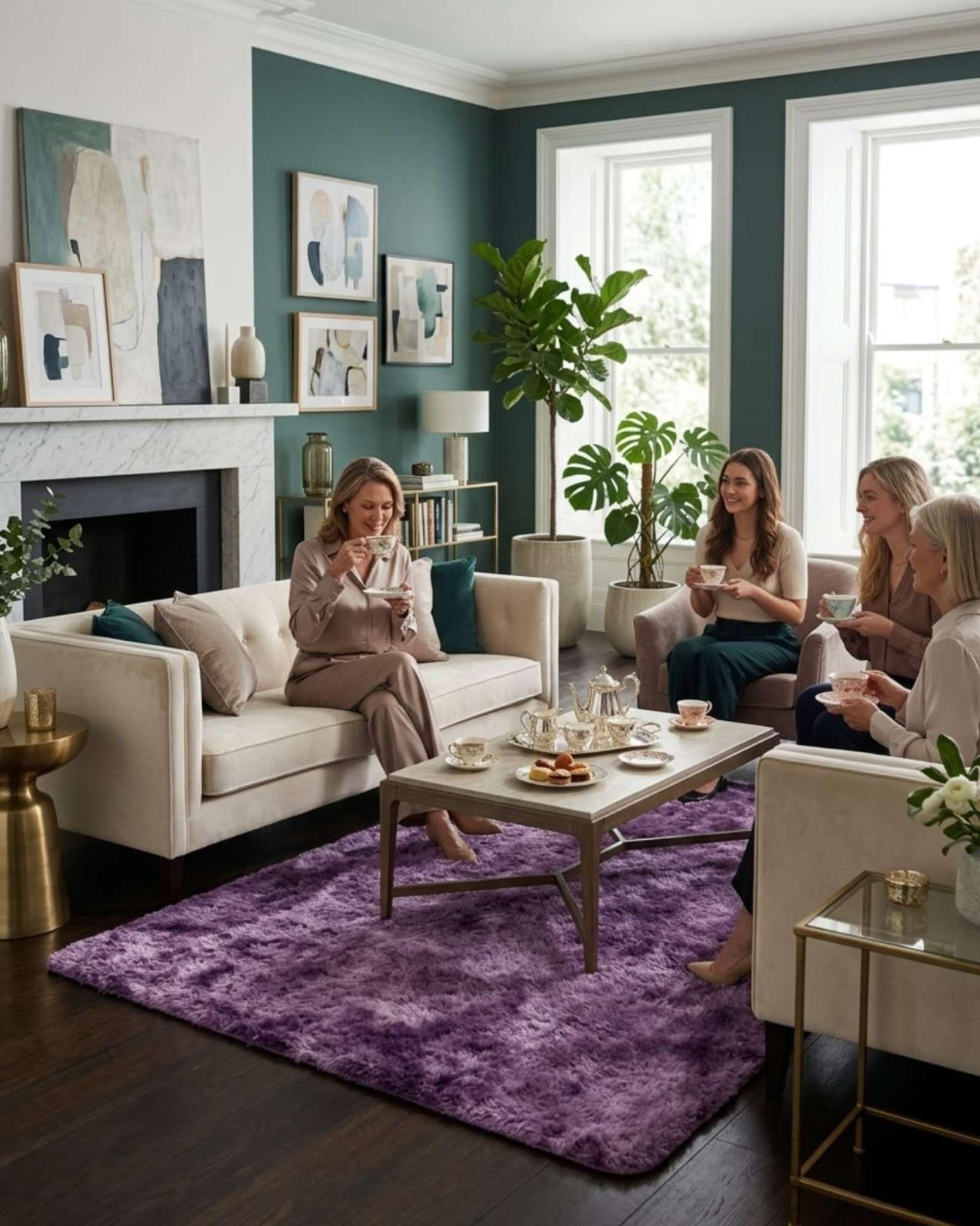 Alfombra Shaggy Peluda Extra Suave VERANO / INVIERNO 240 x 200 cm Violeta-3