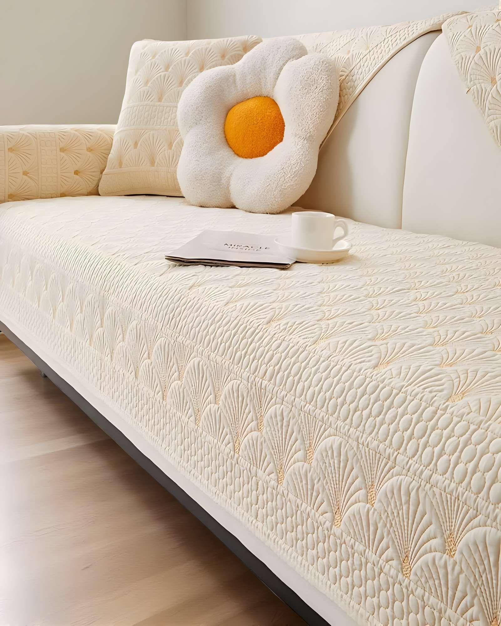 JUEGO DE 5 FUNDAS PARA SOFA CON DISEÑO DE OSTRA BLANCO-2