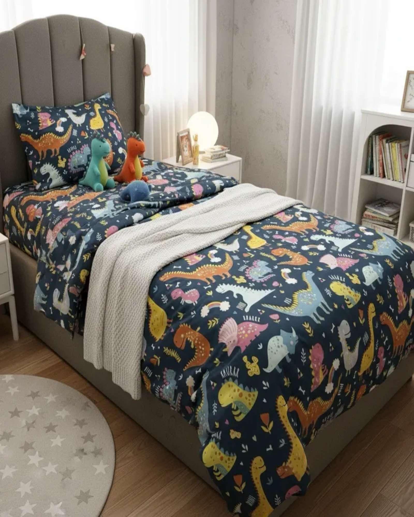 Juego de Sábanas niña niño infantil plaza y media Dinosaurio-4