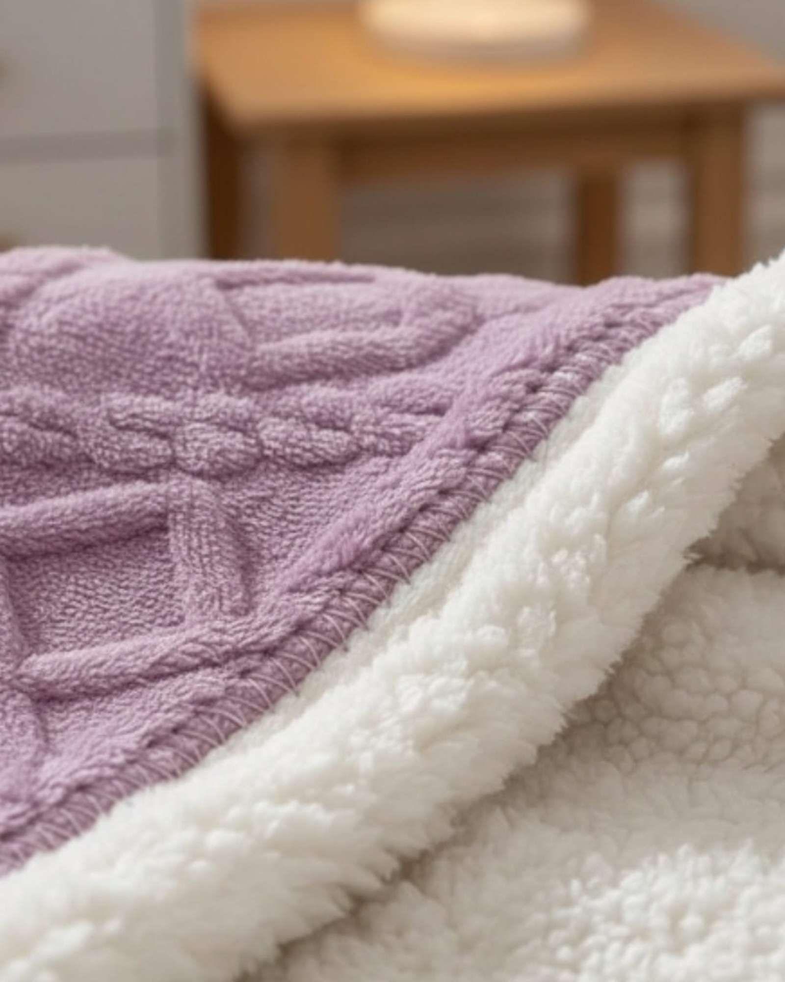 Frazada Manta Polar Sherpa Térmica Plaza y media violeta -2