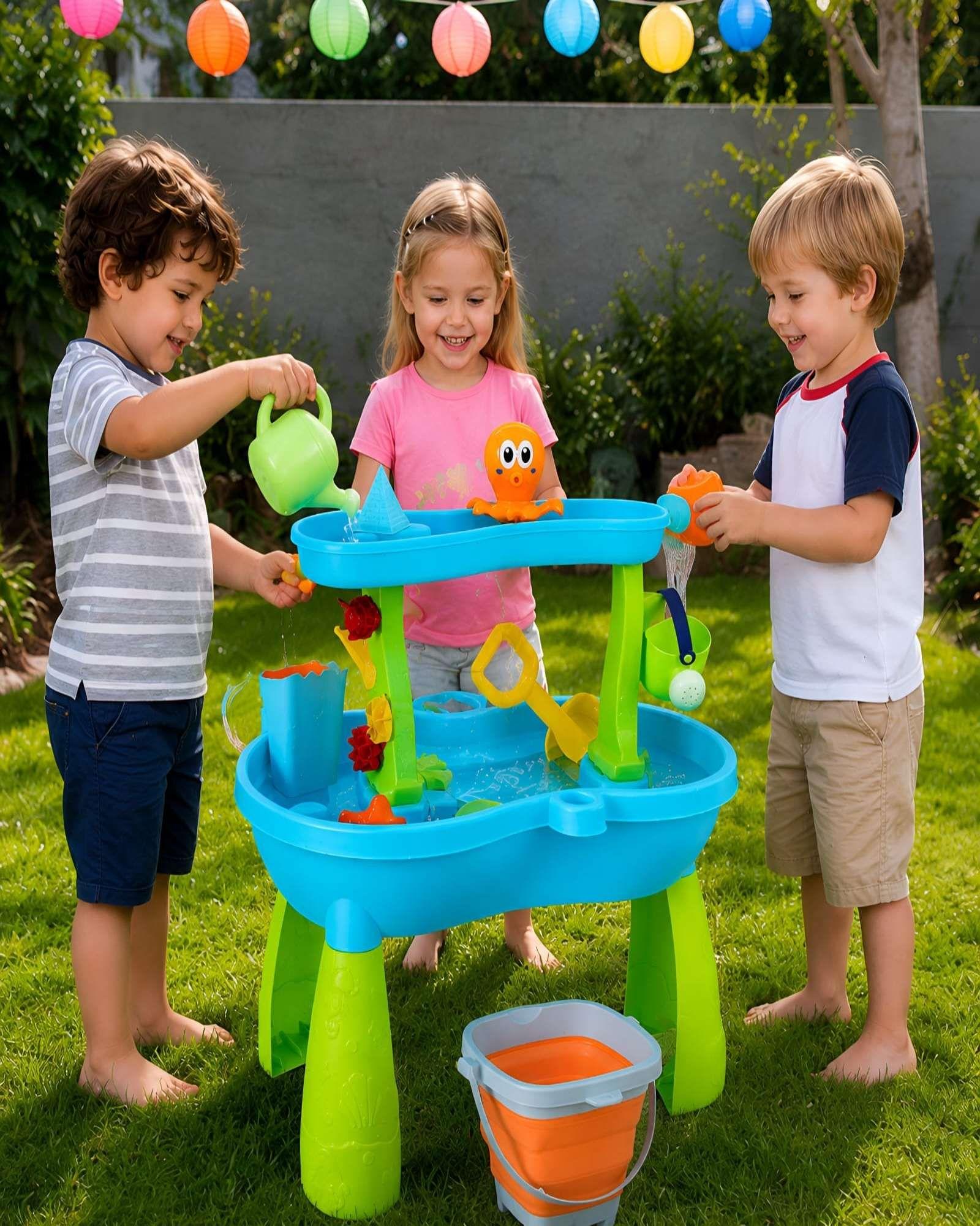 Mesa De Agua Y Arena Para Niños Efecto Lluvia Set 2 Niveles-0