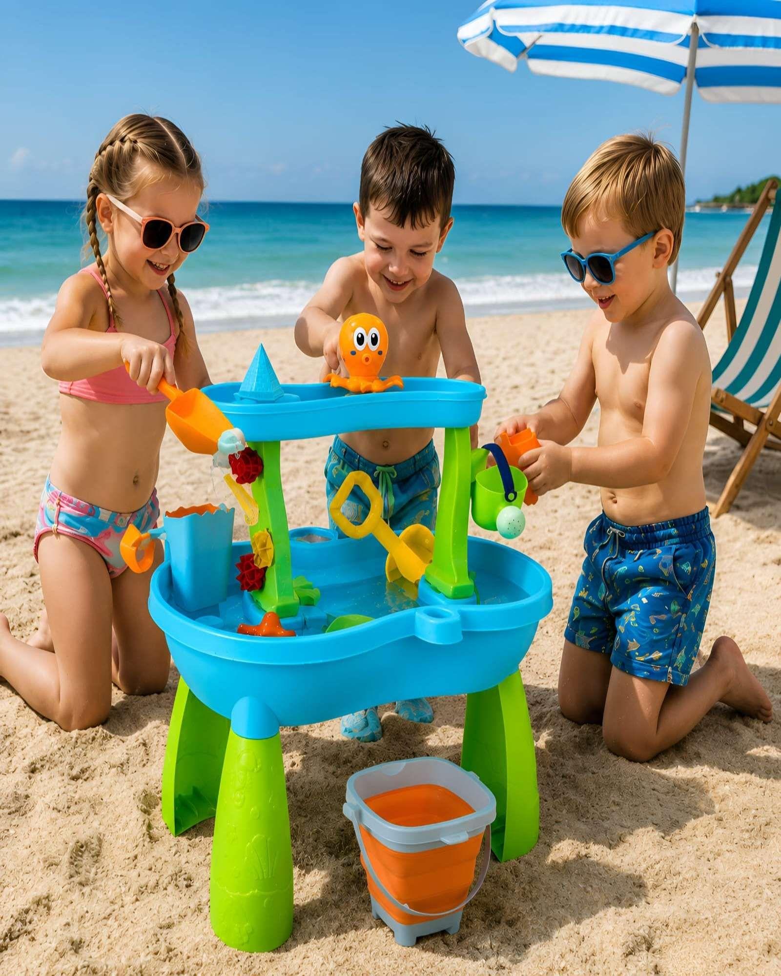 Mesa De Agua Y Arena Para Niños Efecto Lluvia Set 2 Niveles-1