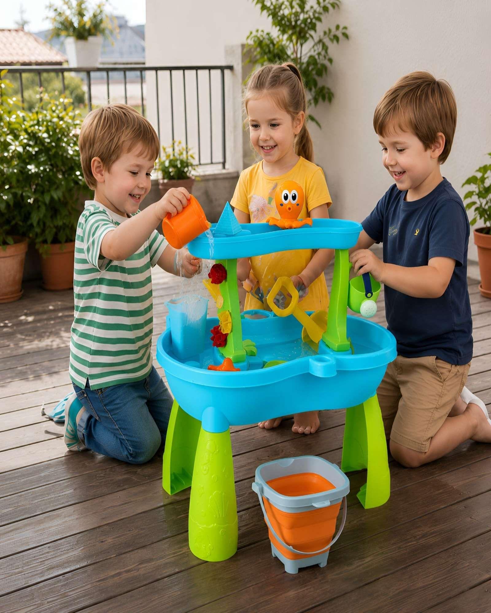 Mesa De Agua Y Arena Para Niños Efecto Lluvia Set 2 Niveles-2