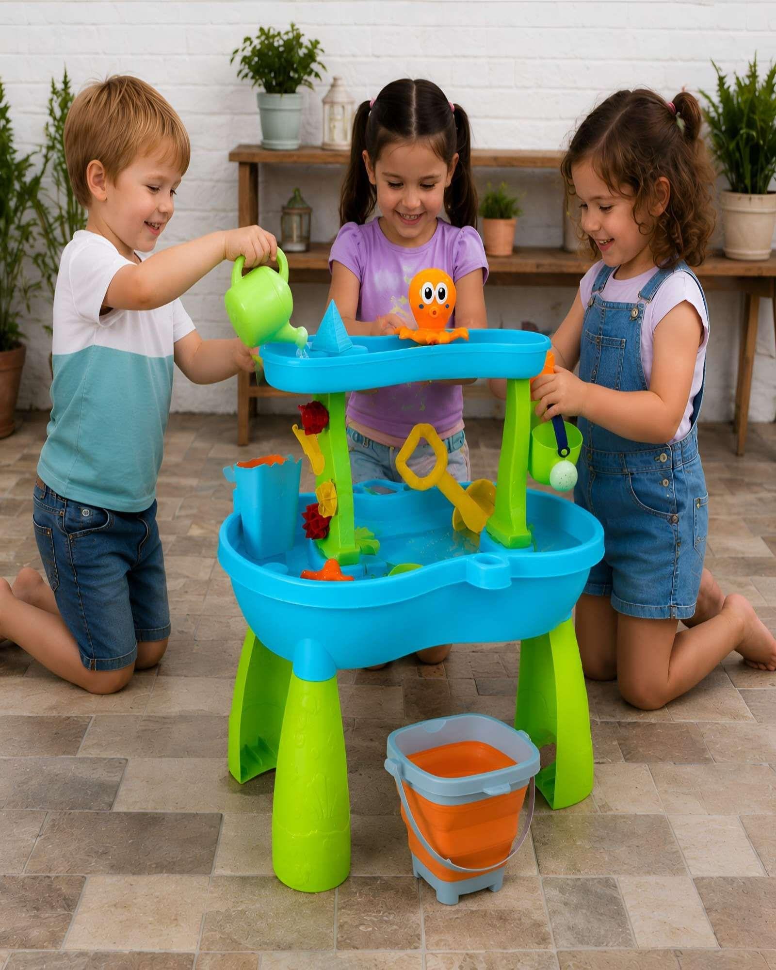 Mesa De Agua Y Arena Para Niños Efecto Lluvia Set 2 Niveles-3