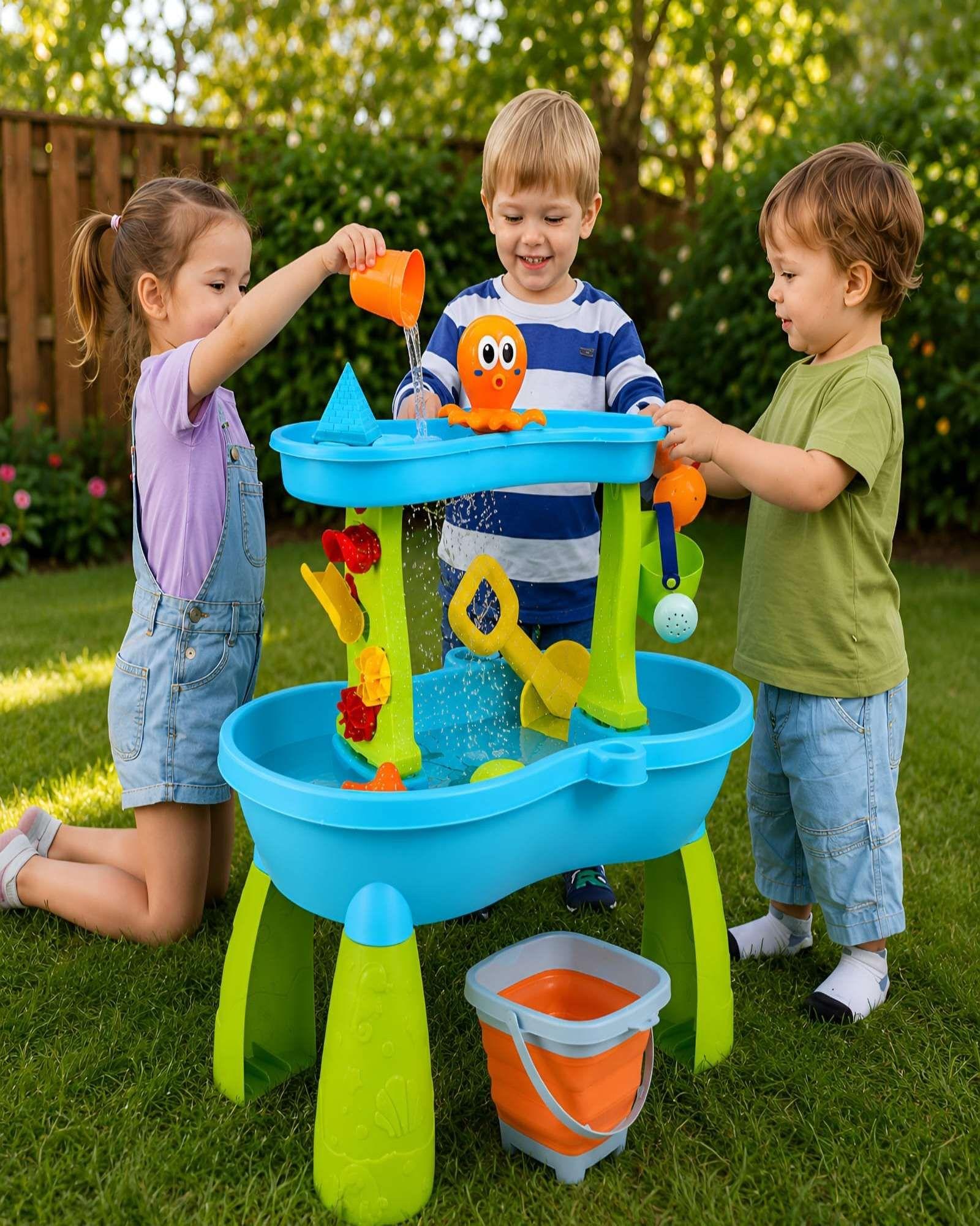 Mesa De Agua Y Arena Para Niños Efecto Lluvia Set 2 Niveles-4