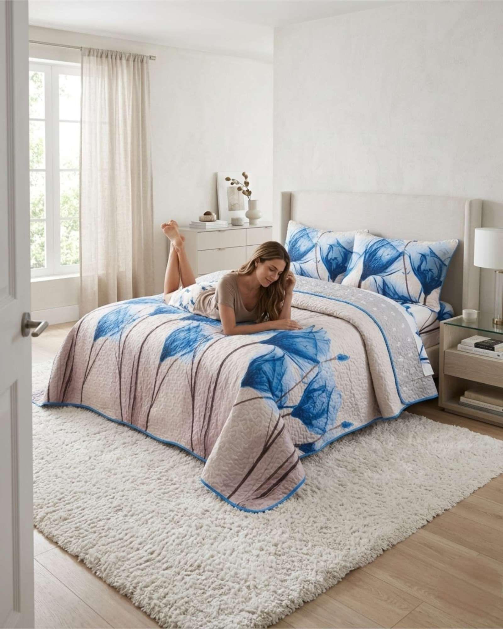 Juego De Cubrecama Quilt 2 Plazas Con Sábanas De Verano 5 Pzs m1-4