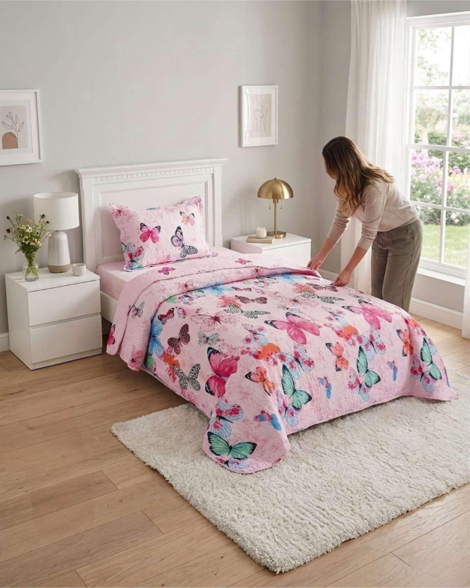 Cubrecama Verano Estampado Plaza Y Media Fresco Liviano a6-2