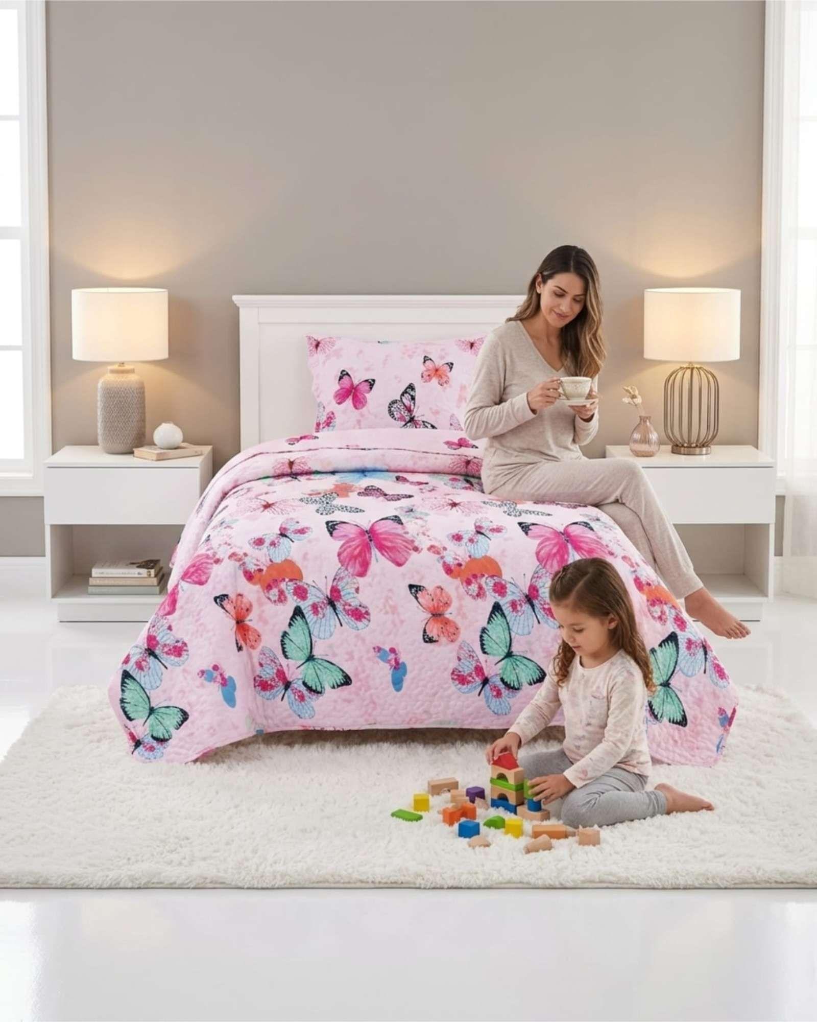 Cubrecama Verano Estampado Plaza Y Media Fresco Liviano a6-4