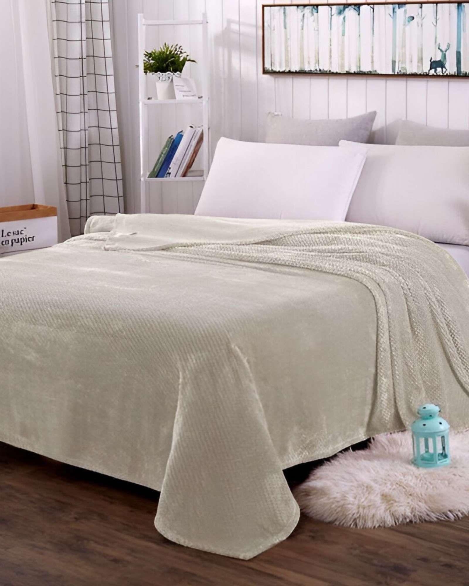 MANTAS PLUHS  BEIGE 2 PLAZAS-2