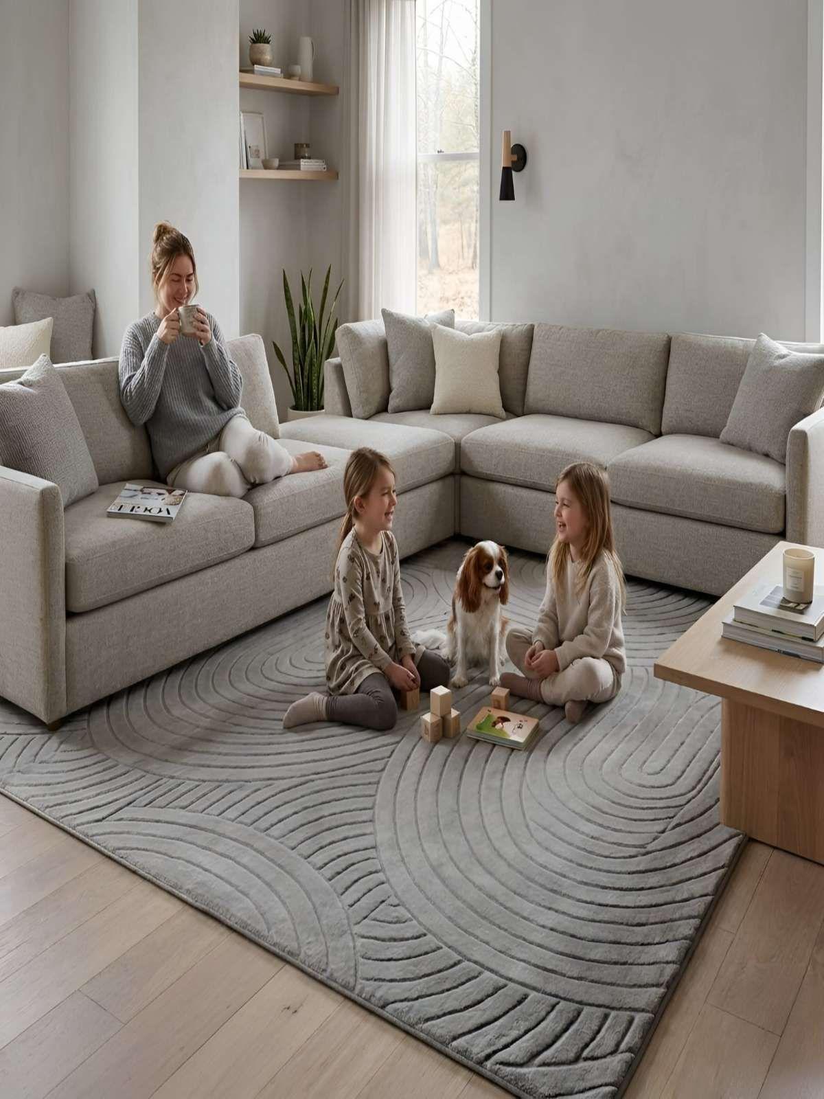 Alfombra Decorativa con Relieve Jacquard 240x200 GRIS-3