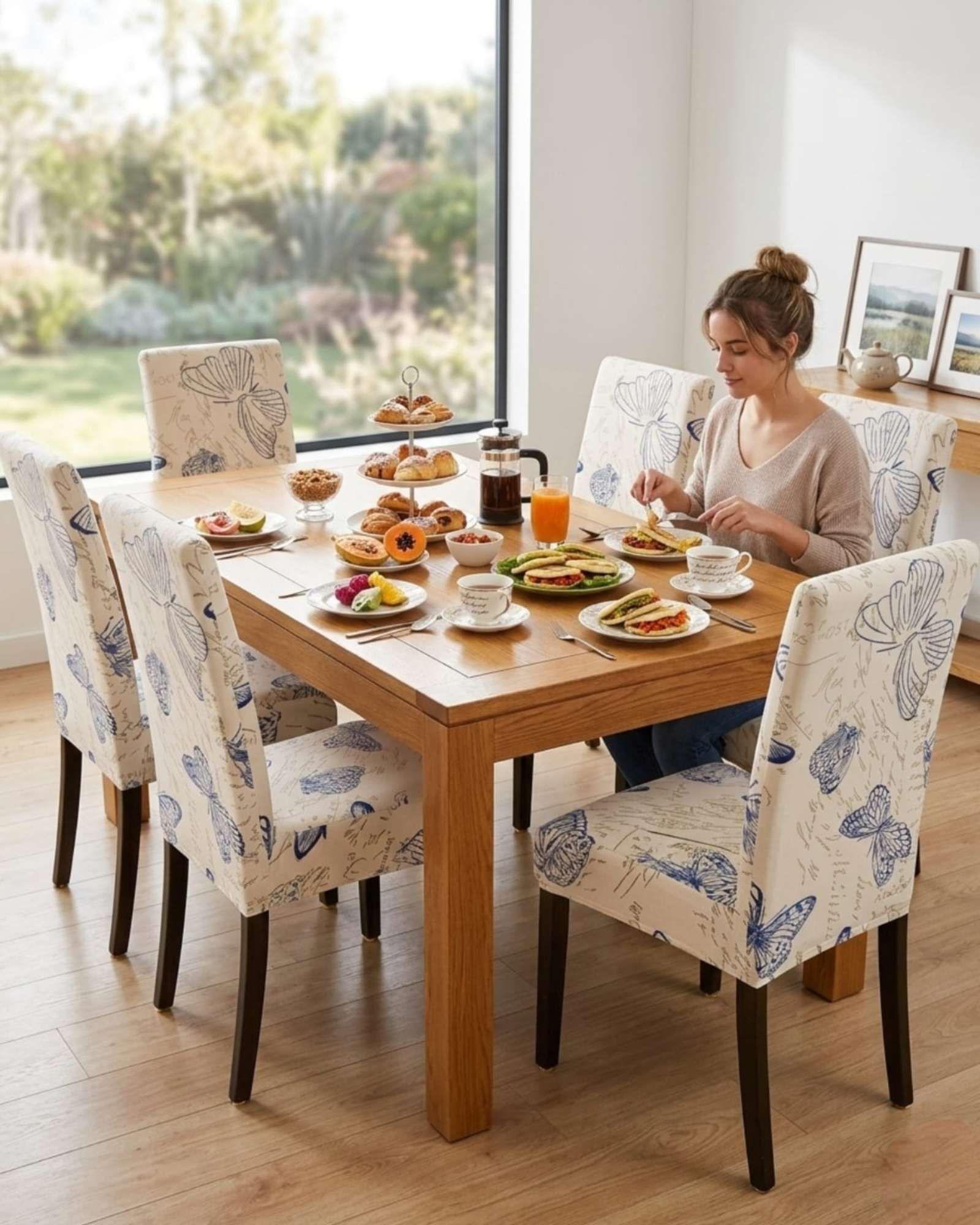 Pack de 6 fundas elasticas para sillas con diseño moderno M15-3