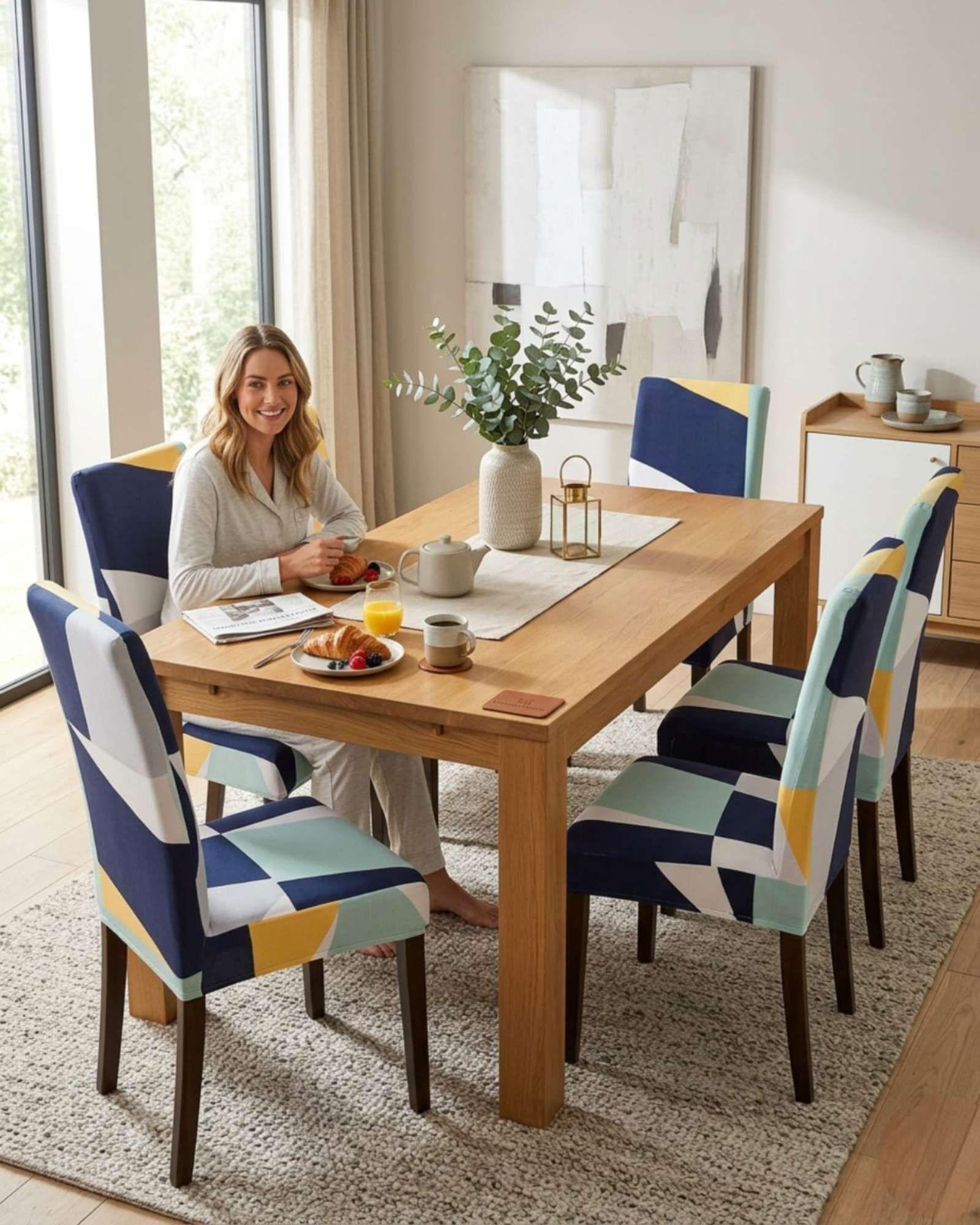 Pack de 6 fundas elasticas para sillas con diseño moderno M1-3