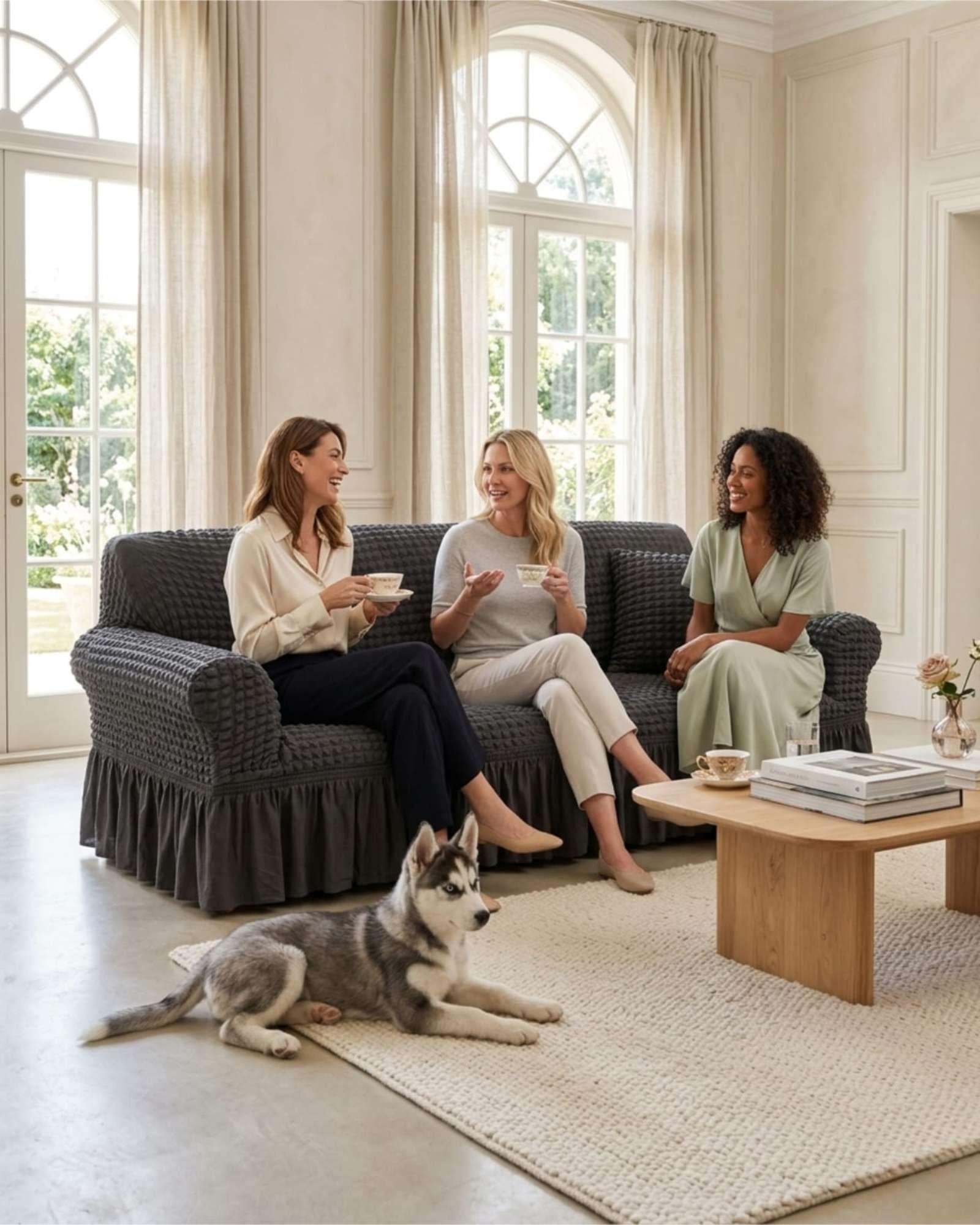 Funda de Sofa Turca de 4 Cuerpo Diseño Premium con Faldon m3-4