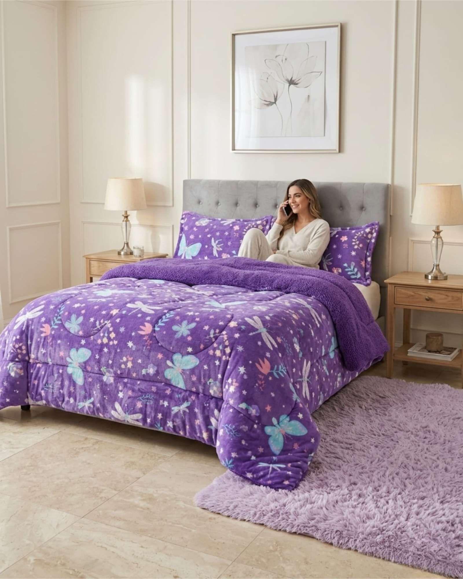Cubrecamas Sherpa 2 Plazas Plush Ultra Suave De Lujo m3-2