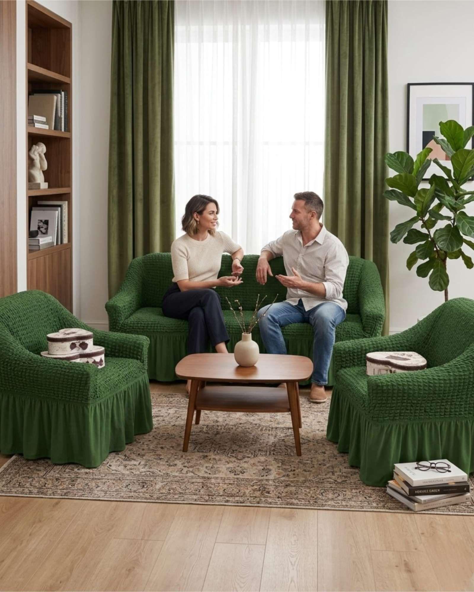 Cubre sillon 3+1+1 Diseño Sofisticado Turco con Vuelo Inferior m11-2