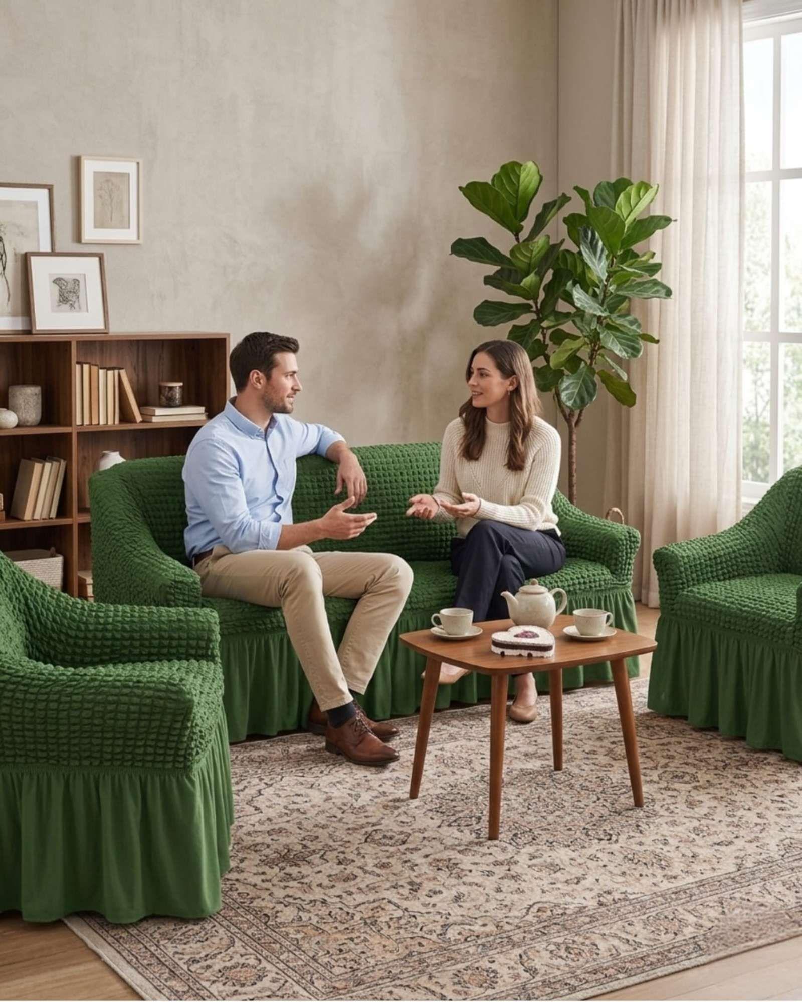 Cubre sillon 3+1+1 Diseño Sofisticado Turco con Vuelo Inferior m11-3