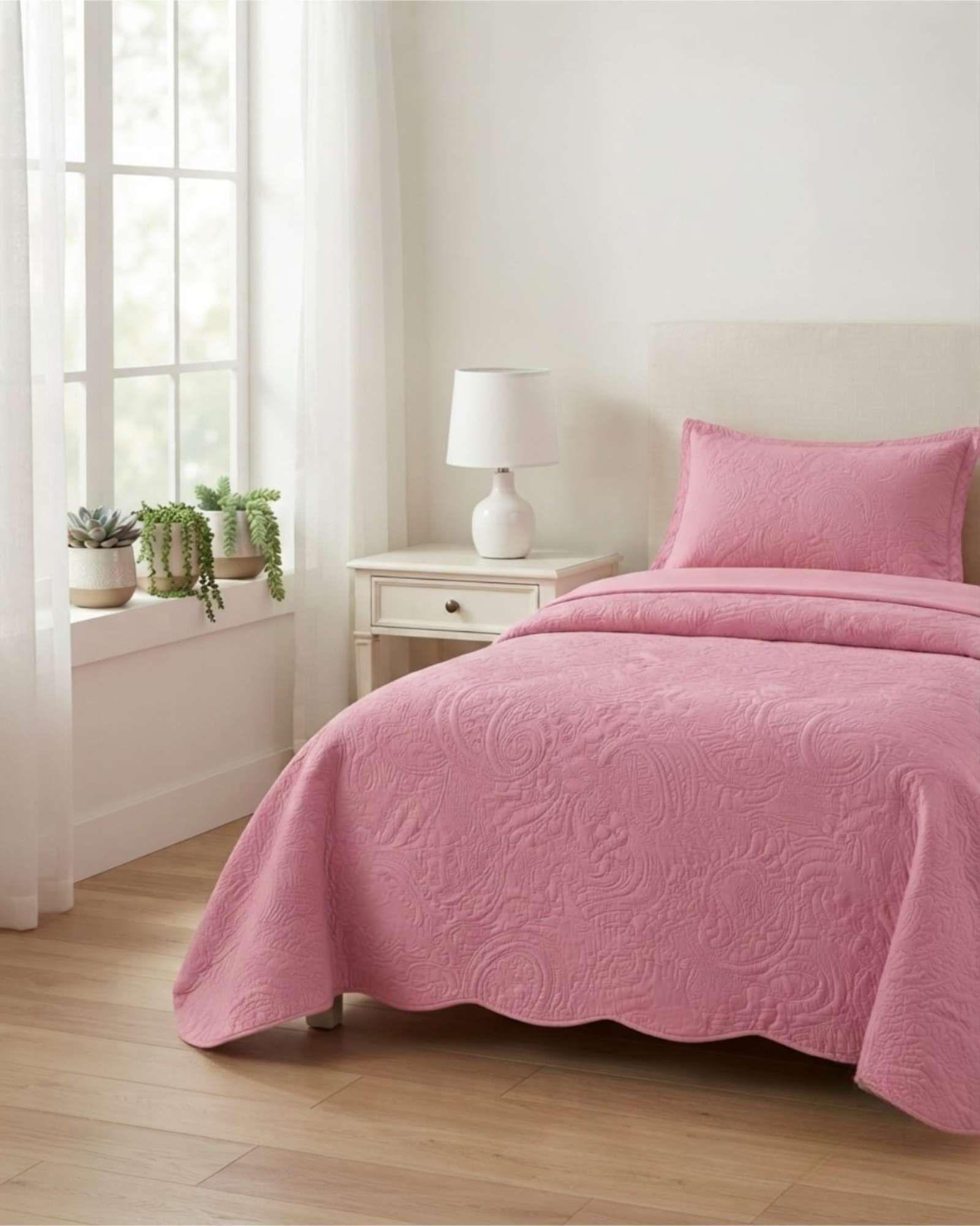 Set Quilt Verano 1.5 Plazas Con Relieve + Sábanas 07-2