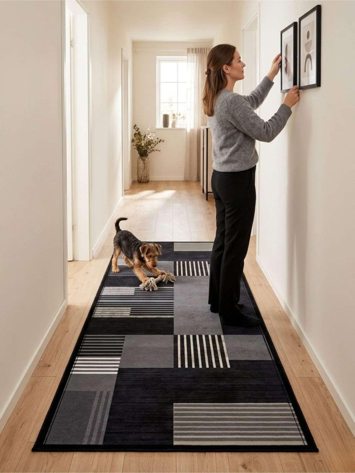 Alfombra De Pasillo Antideslizante 60x180 Suave Lavable gris-3