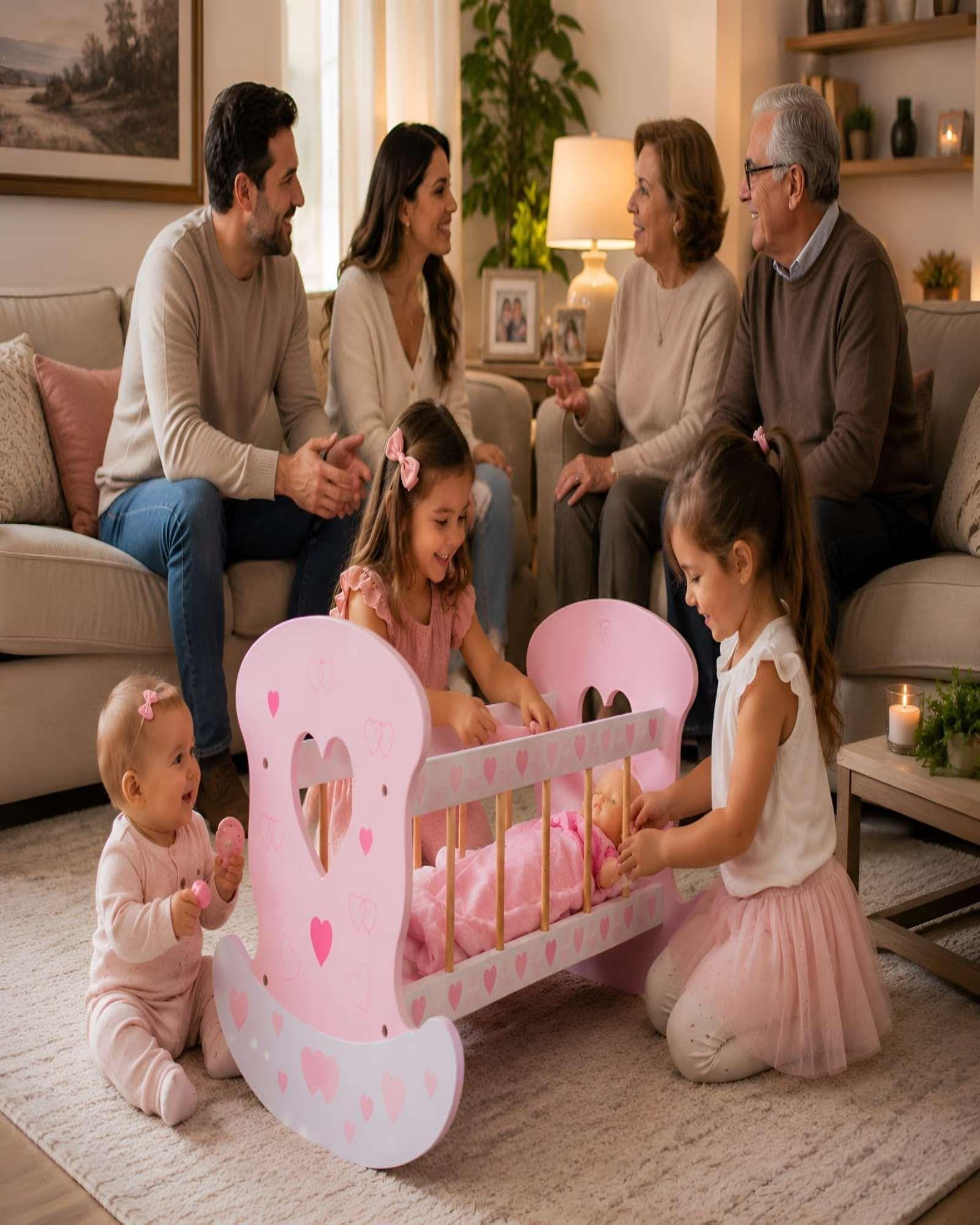 Cuna de Juguete Mecedora en Madera - Accesorio para Muñecas-3