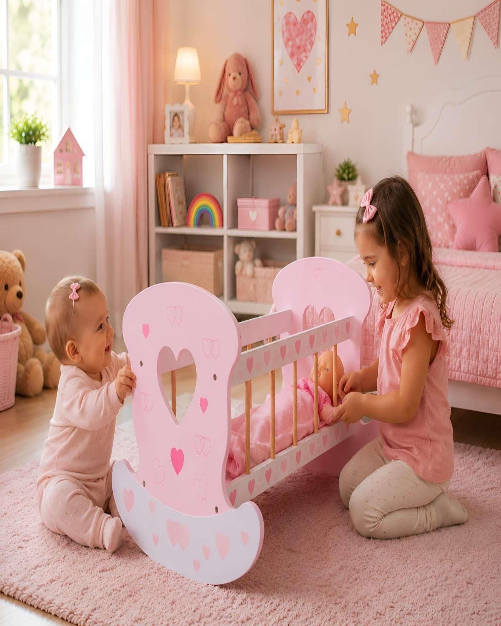 Cuna de Juguete Mecedora en Madera - Accesorio para Muñecas-4