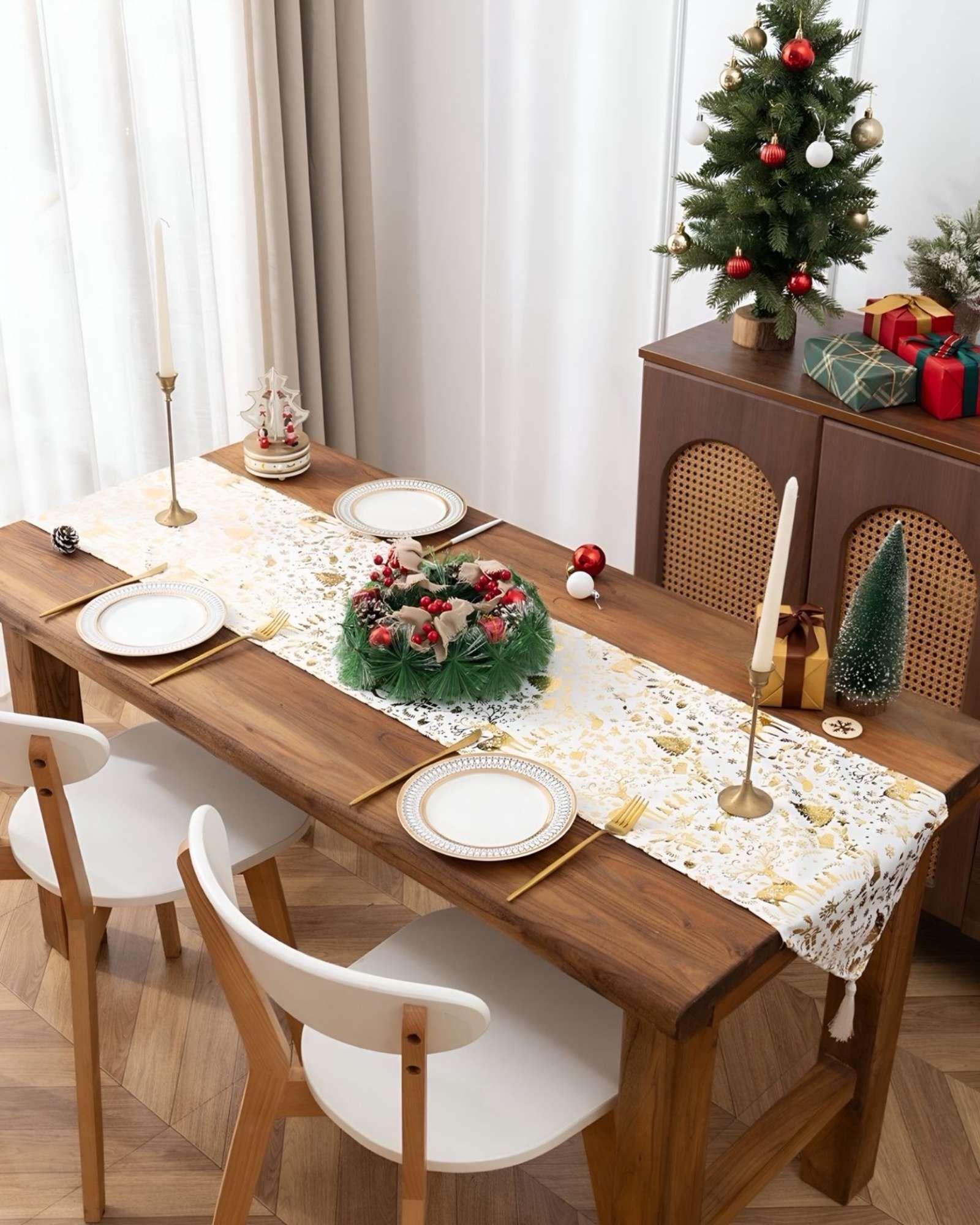 Mantel Camino de mesa diseño navidad terciopelo 30 x 180 cm D05-2