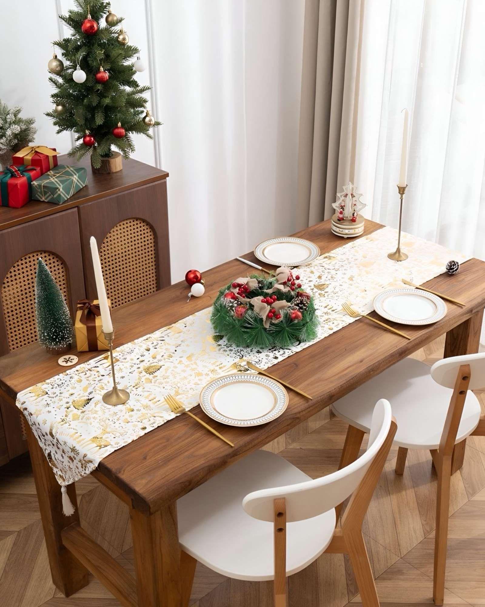 Mantel Camino de mesa diseño navidad terciopelo 30 x 180 cm D05-3