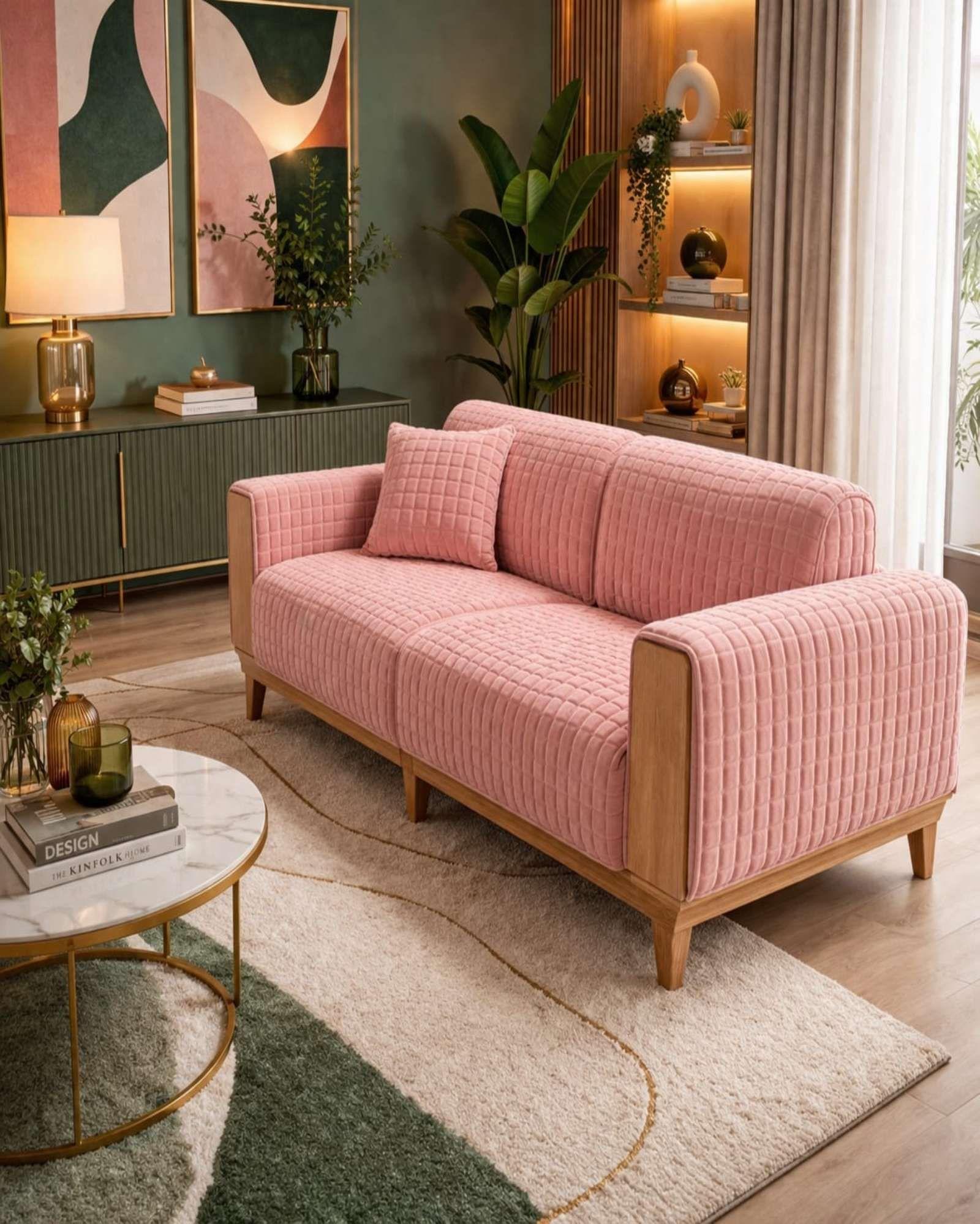 Cubre Sillón Mat Plush Acolchado 3+1+1 Diseño Elegante m1-2