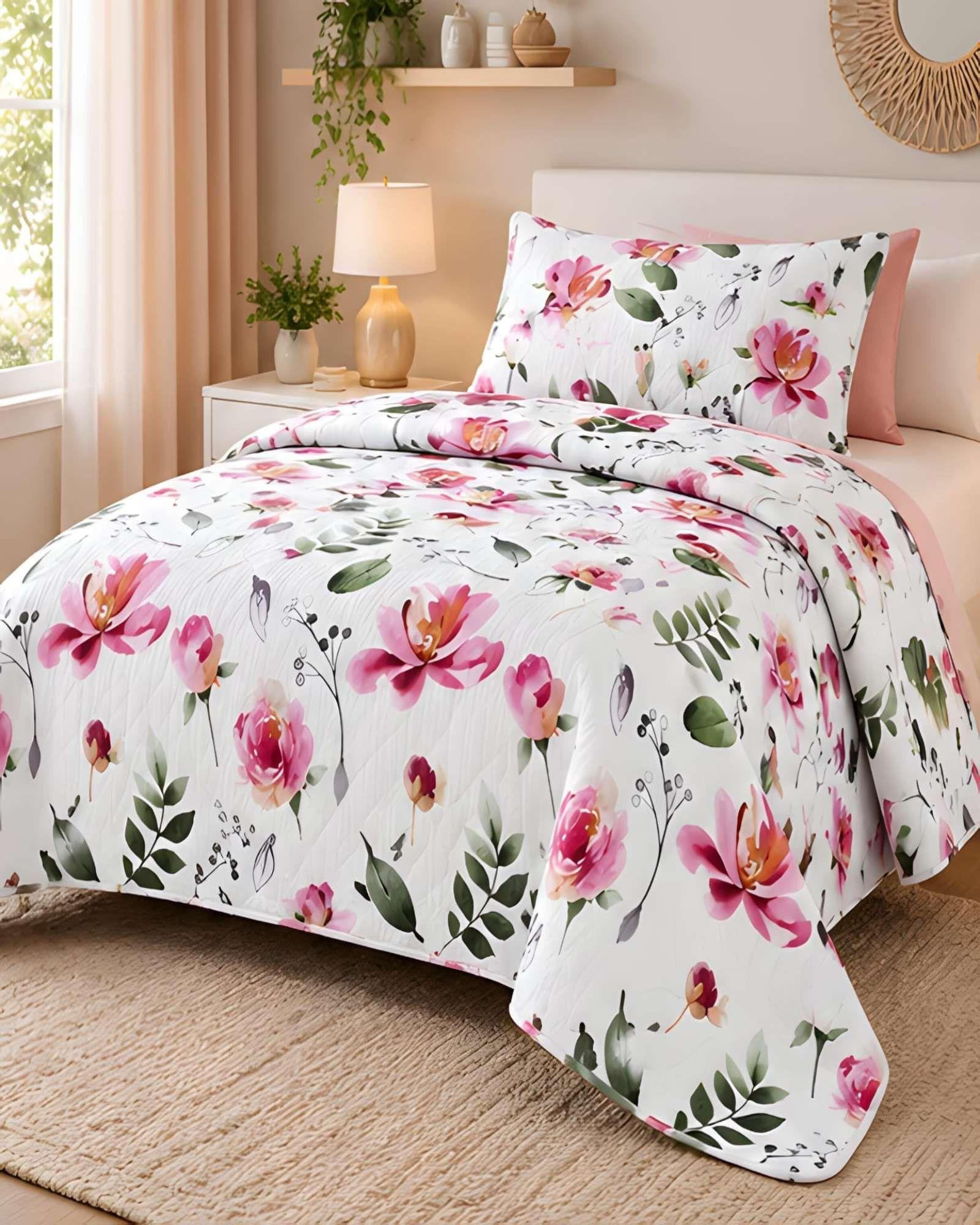 Cubrecama Quilt de Verano Plaza y Media con Funda Incluida-3