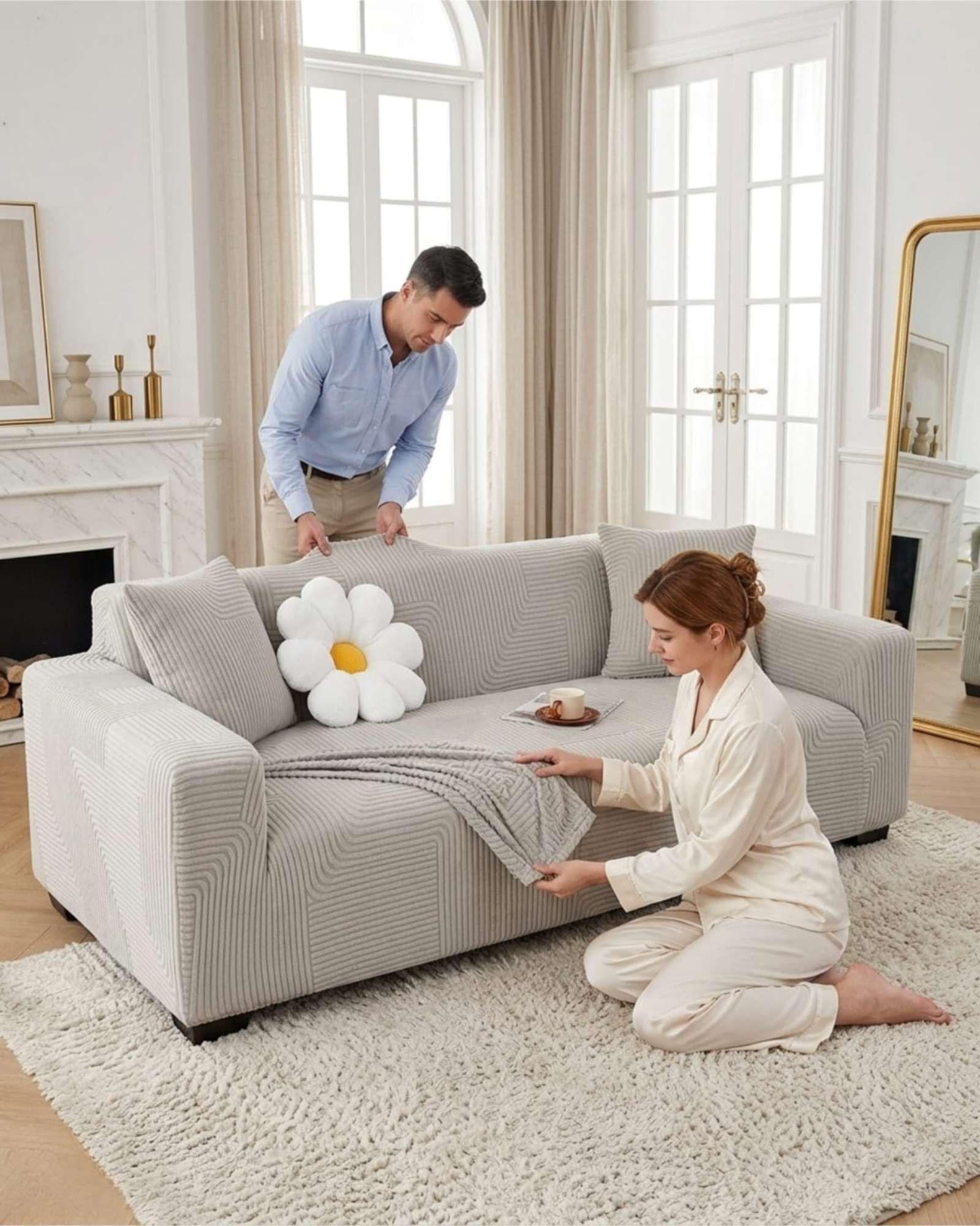 Funda Para Sofa 3 Cuerpos Diseño Moderno De Polar m2-0