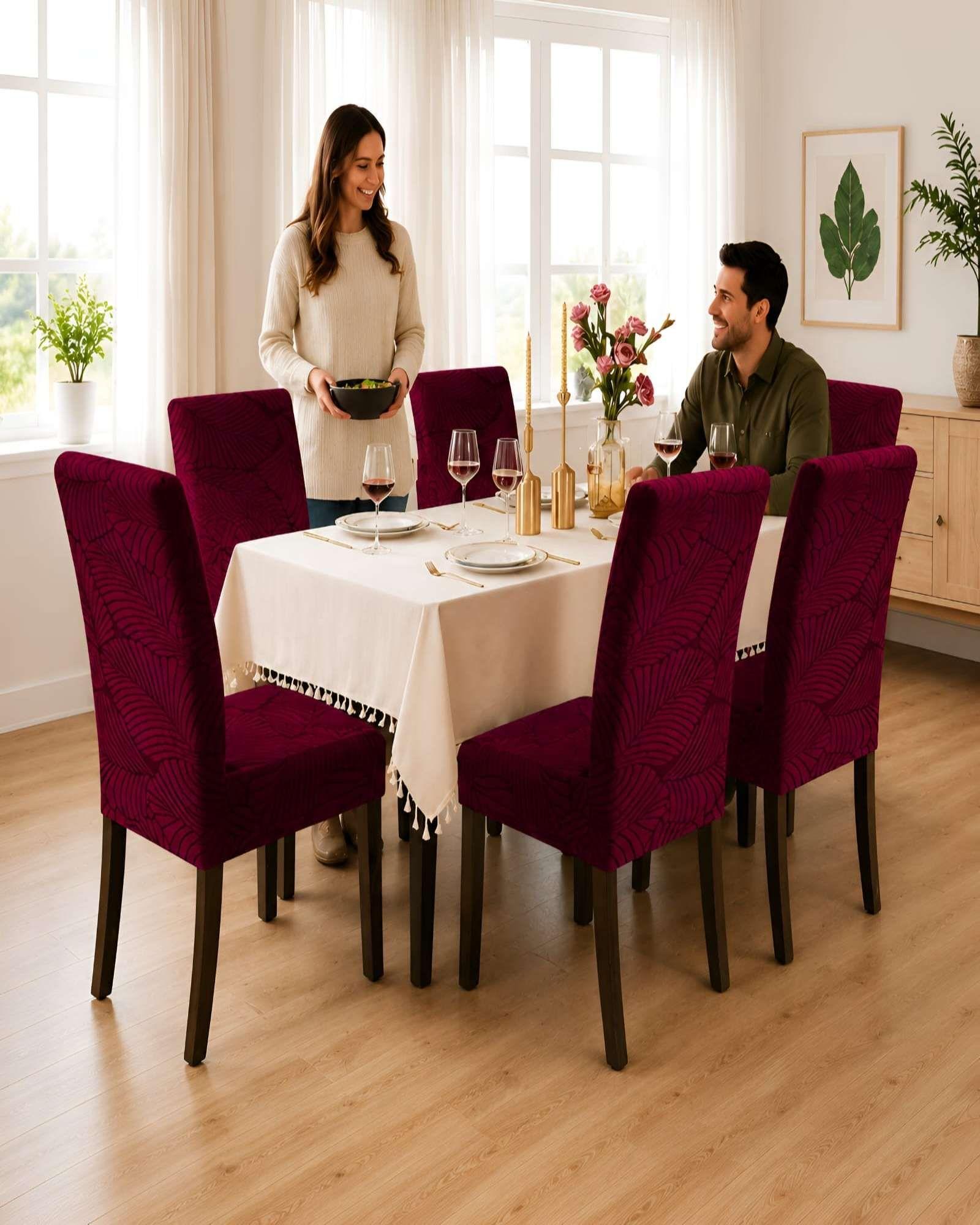 Juego De 6 Fundas Para Sillas De Comedor Ajustables Texturizadas m2-0