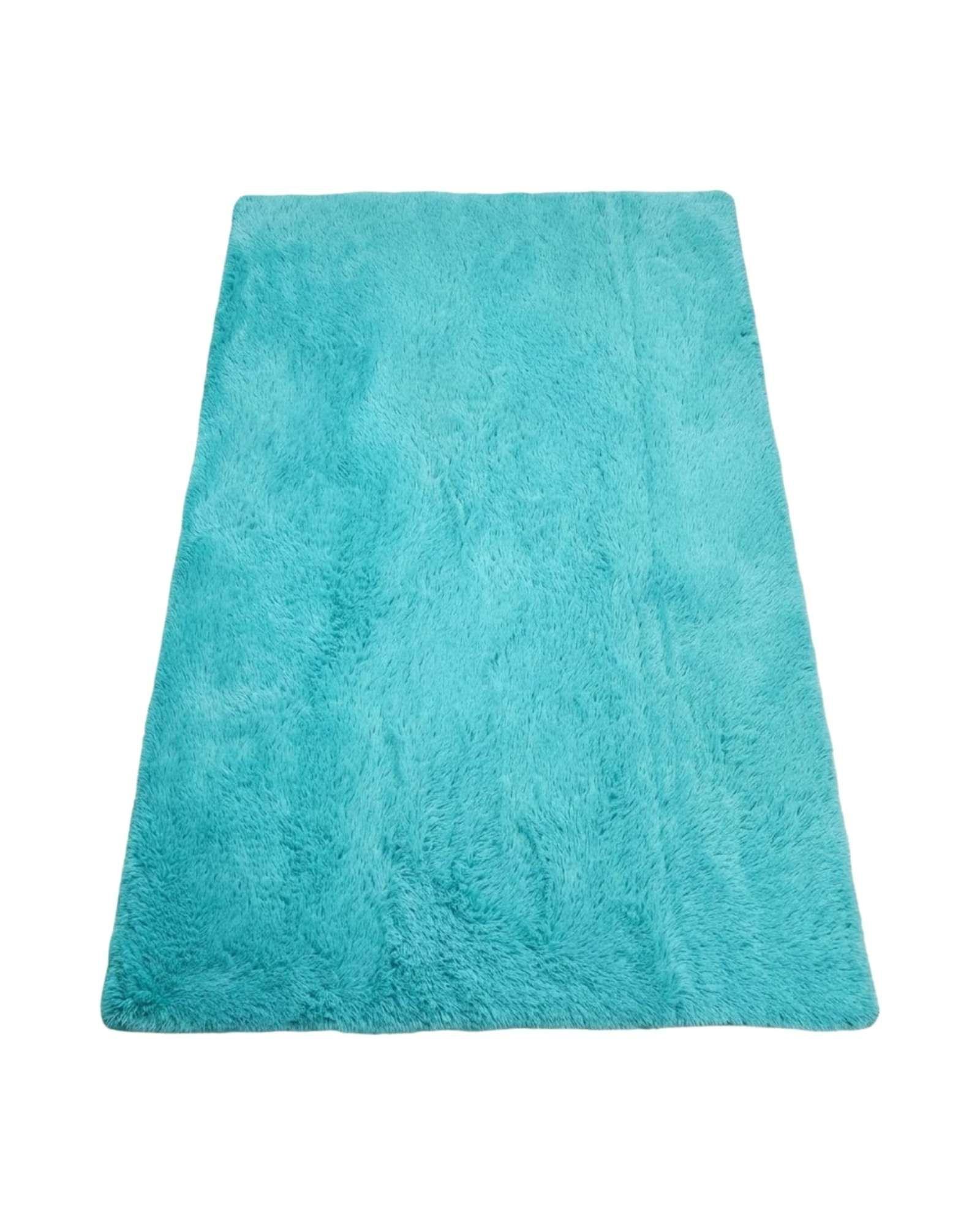 Alfombra Shaggy Peluda Extra Suave VERANO / INVIERNO 180 x 200 cm  Celeste-4