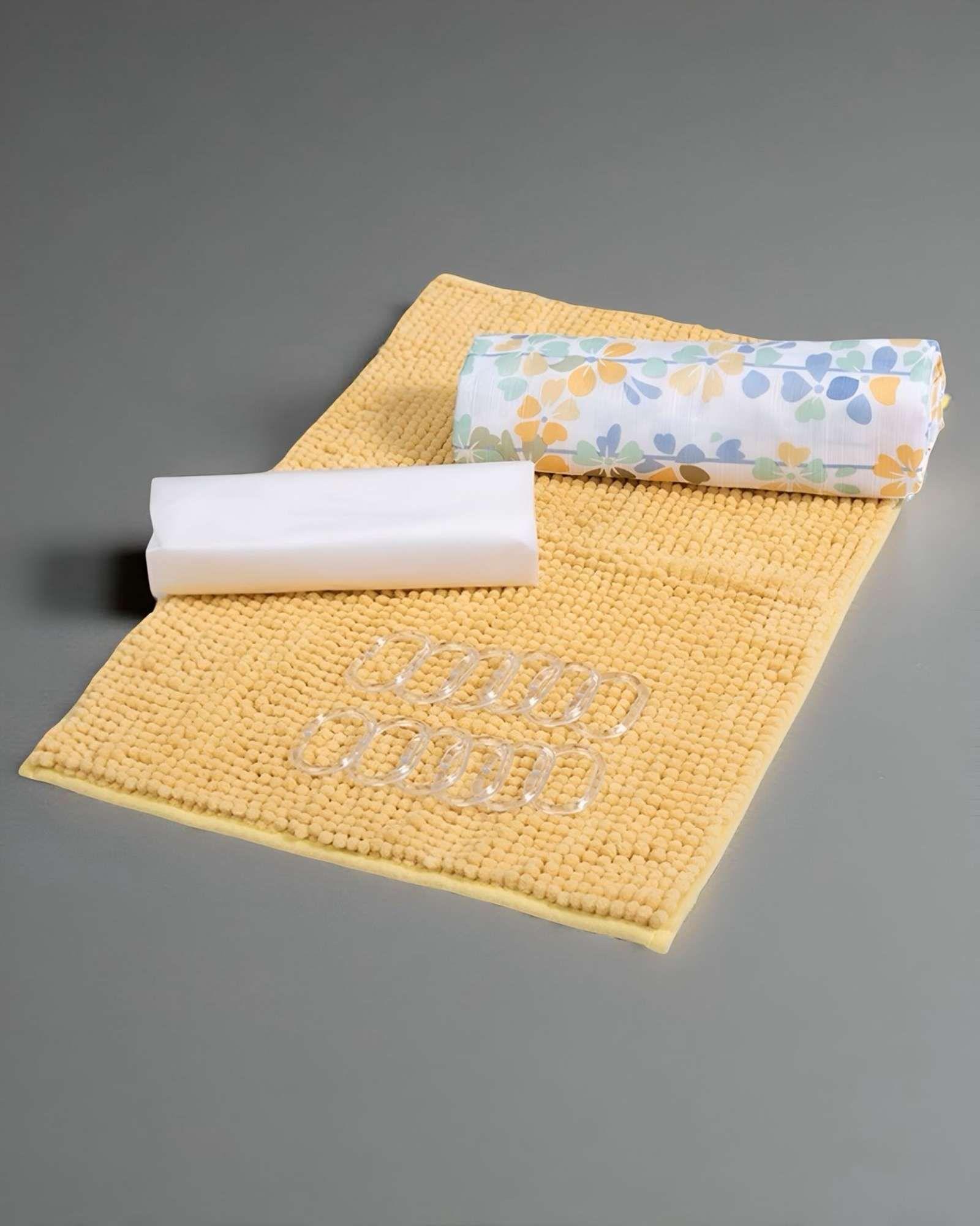 Sets juego de Baño en Caja 4 Piezas Cortina con Alfombra Mashini  A01-3