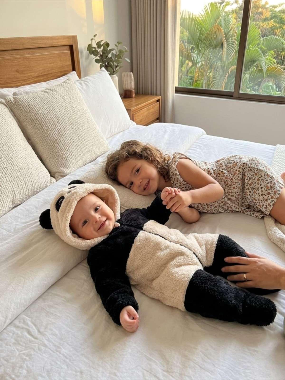 Pijama Enterizo Térmico para Bebé - Peluche Suave 3 a 6 Meses negro-0