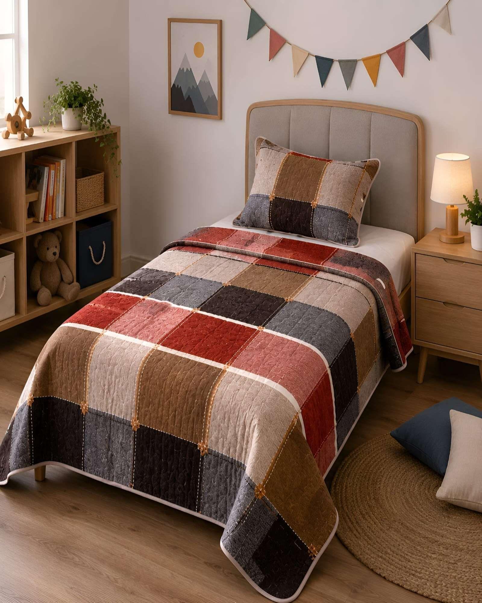 Cubrecamas Quilt Plaza Y Media Textura Suave Y Fresca m19-3