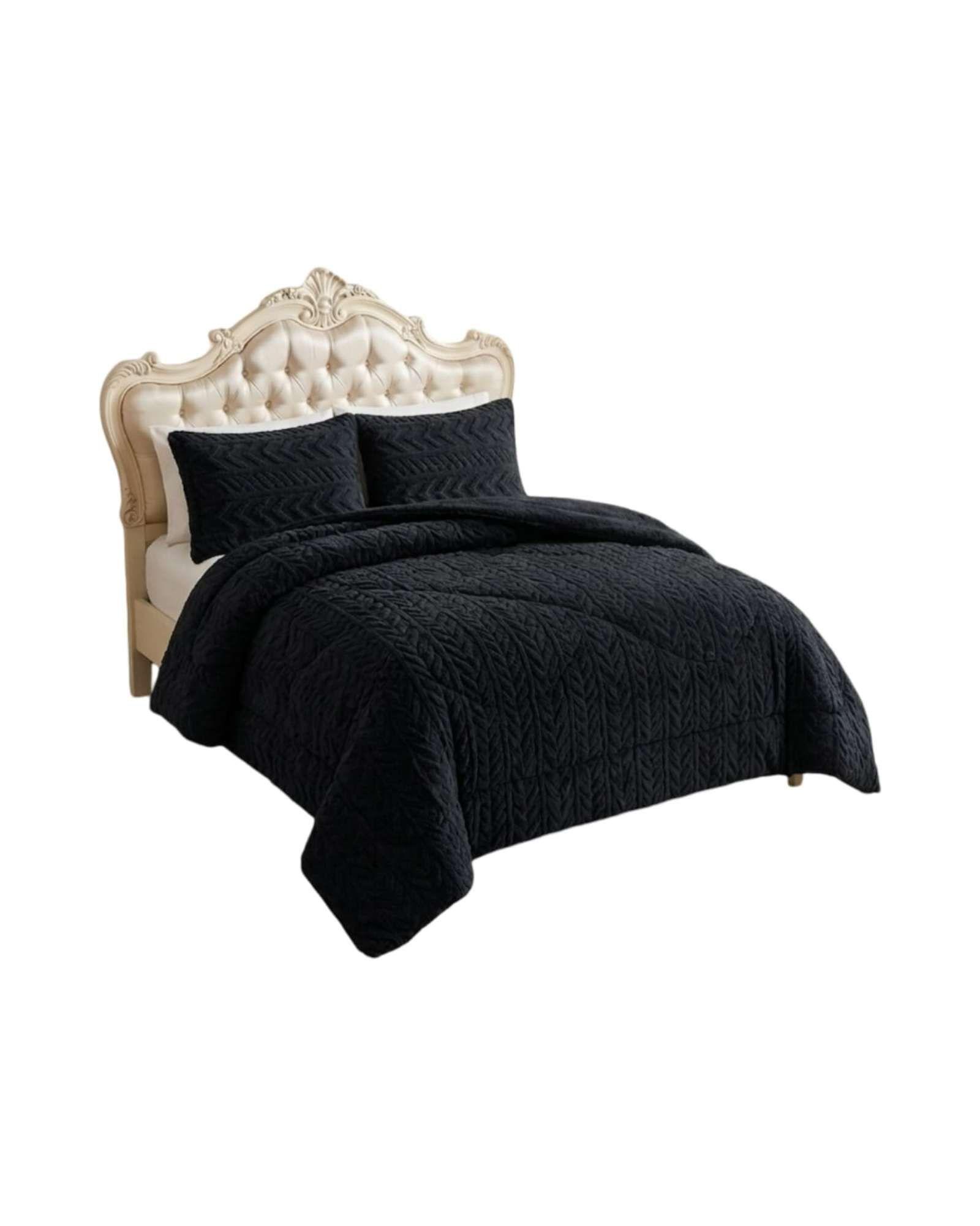 Cobertor Textura Trenzada + Sherpa  2 plaza color beige-2