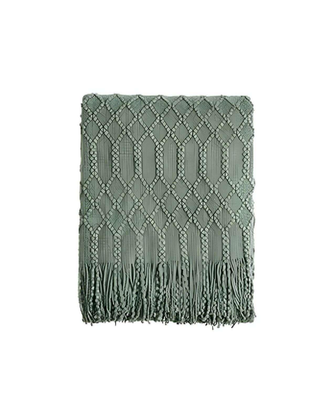Mantas para sofas camas u oficinas con Flecos 127x152 cm Verde-2