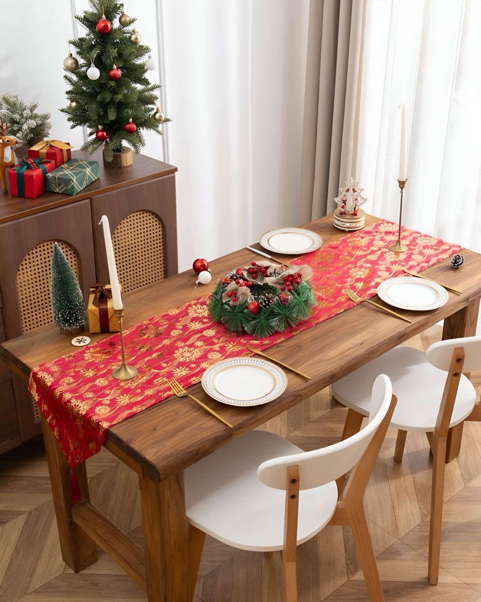 Mantel Camino de mesa diseño navidad terciopelo 30 x 180 cm D02-3