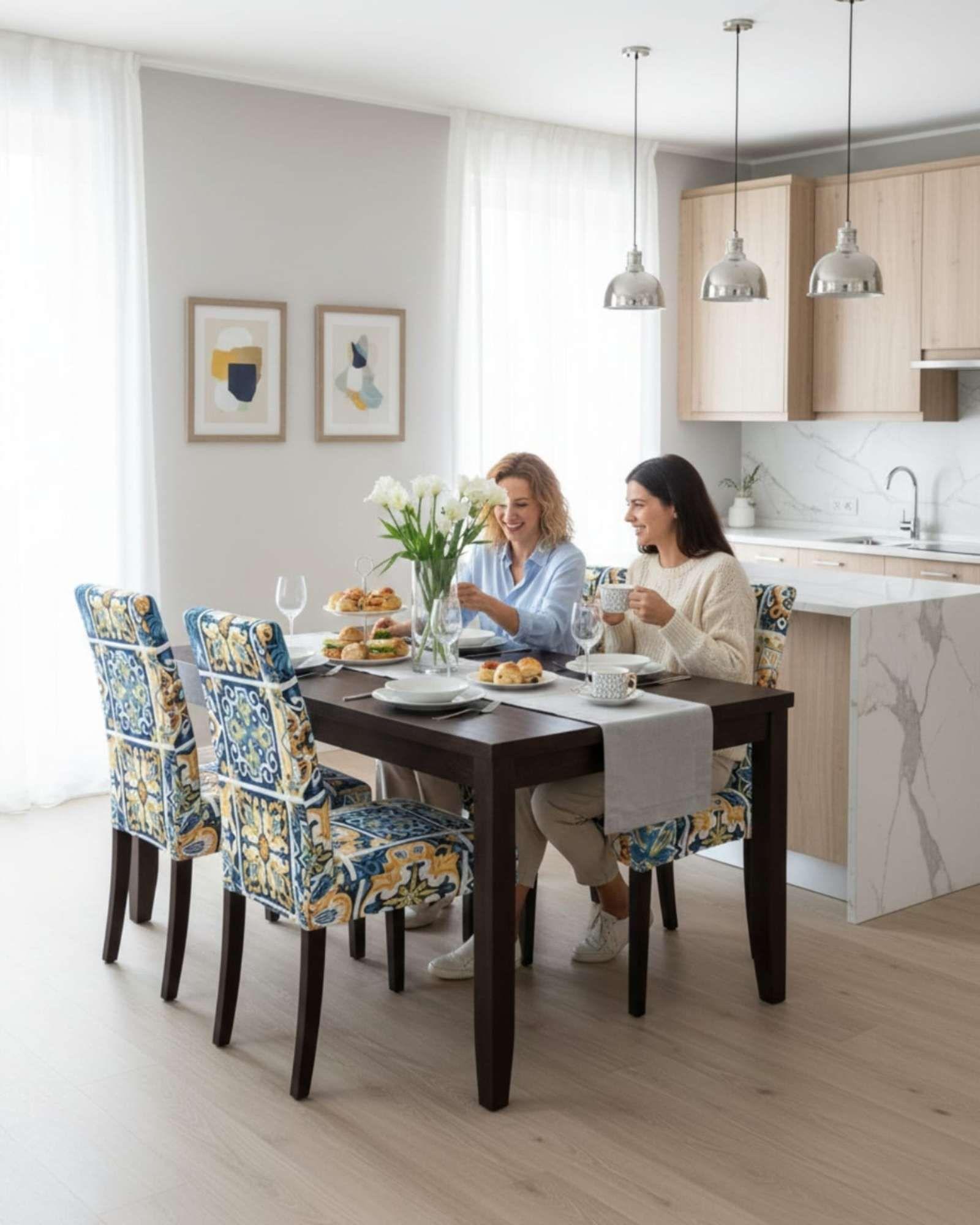 Pack de 6 fundas elasticas para sillas con diseño moderno M28-2