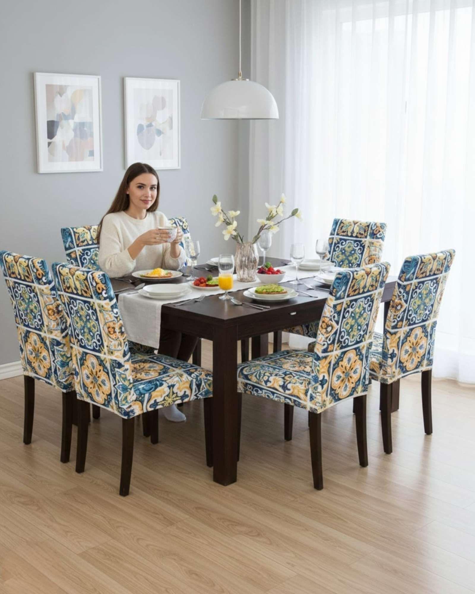 Pack de 6 fundas elasticas para sillas con diseño moderno M28-4