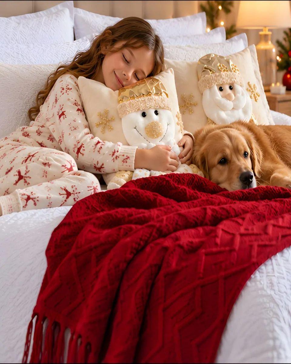 Cubrecamas Navideño Con Manta Y 2 Fundas De Cojin King m8-5
