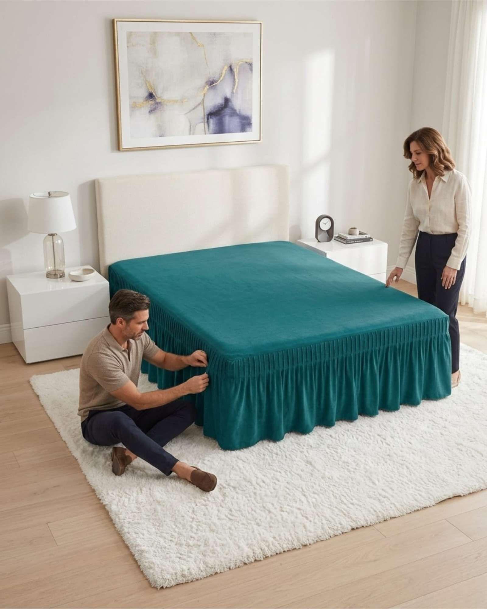 Faldón Para Cama De 2 Plazas AjuFaldón Cubre Base De Cama 2 Plazas Ajustable Premiumstable Premium-2