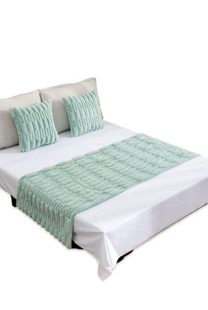 JUEGO DE PIECERA DE CAMA MAS 2 COJIN CON FUNDAS MODELO BAMBÚ VERDE MENTA-2