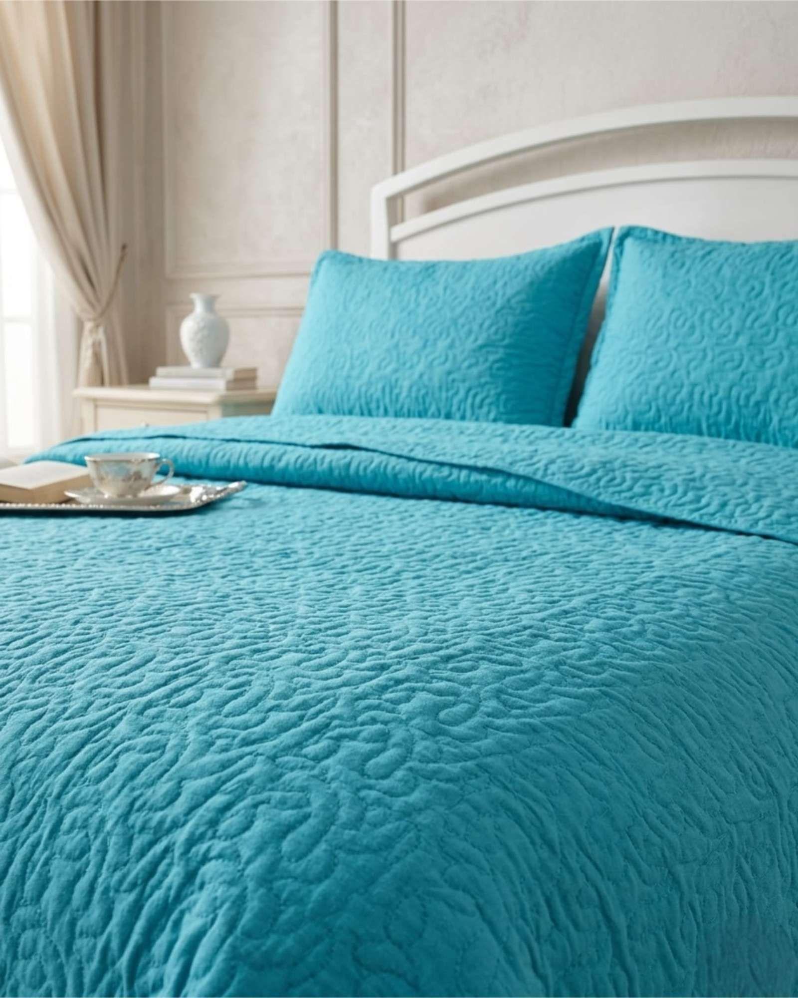 Cubrecama Quilt Verano 2 Plazas Suave Fresco Bordado-1