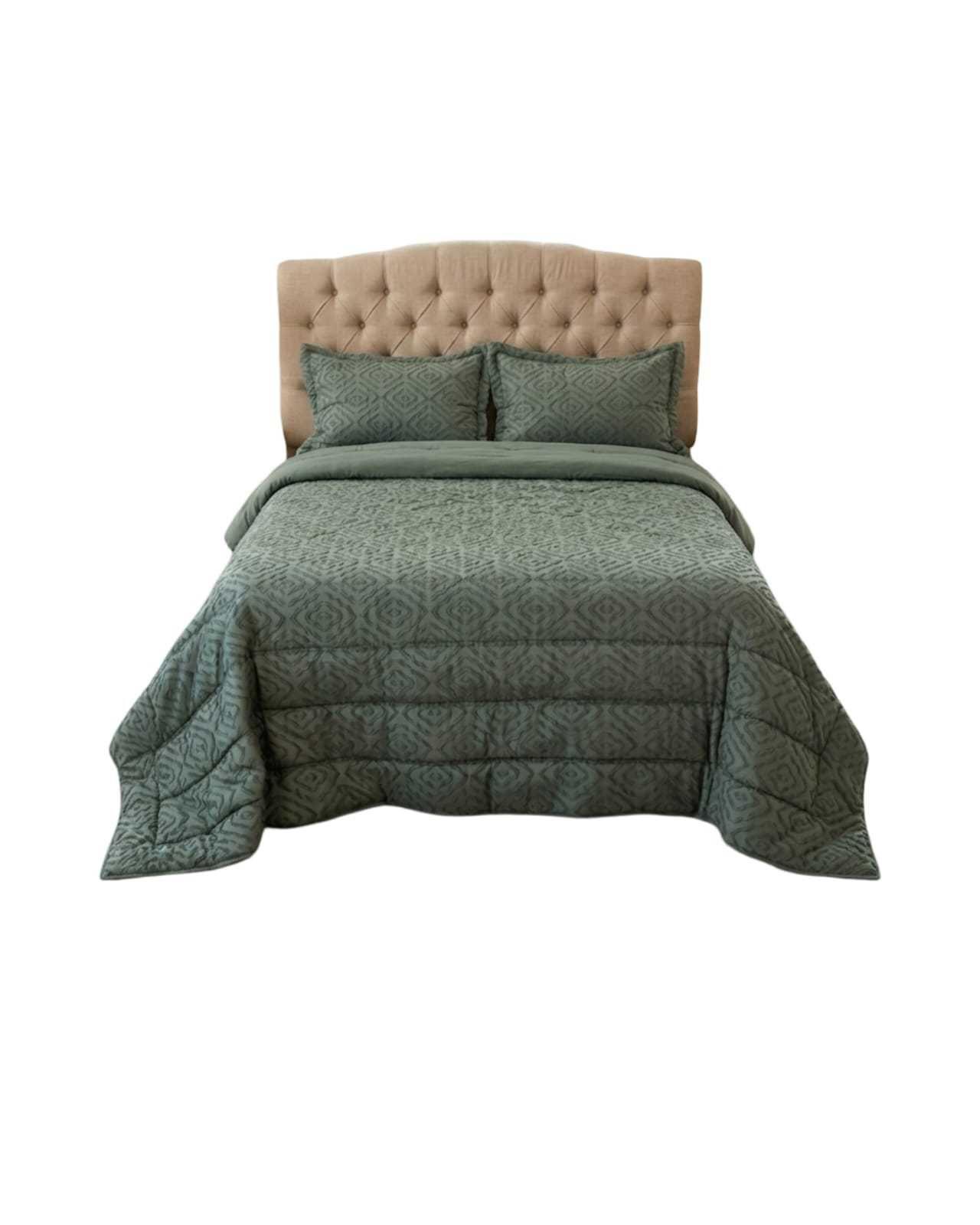 Plumón Ligero Super King Jacquard Sin Costuras verde-2