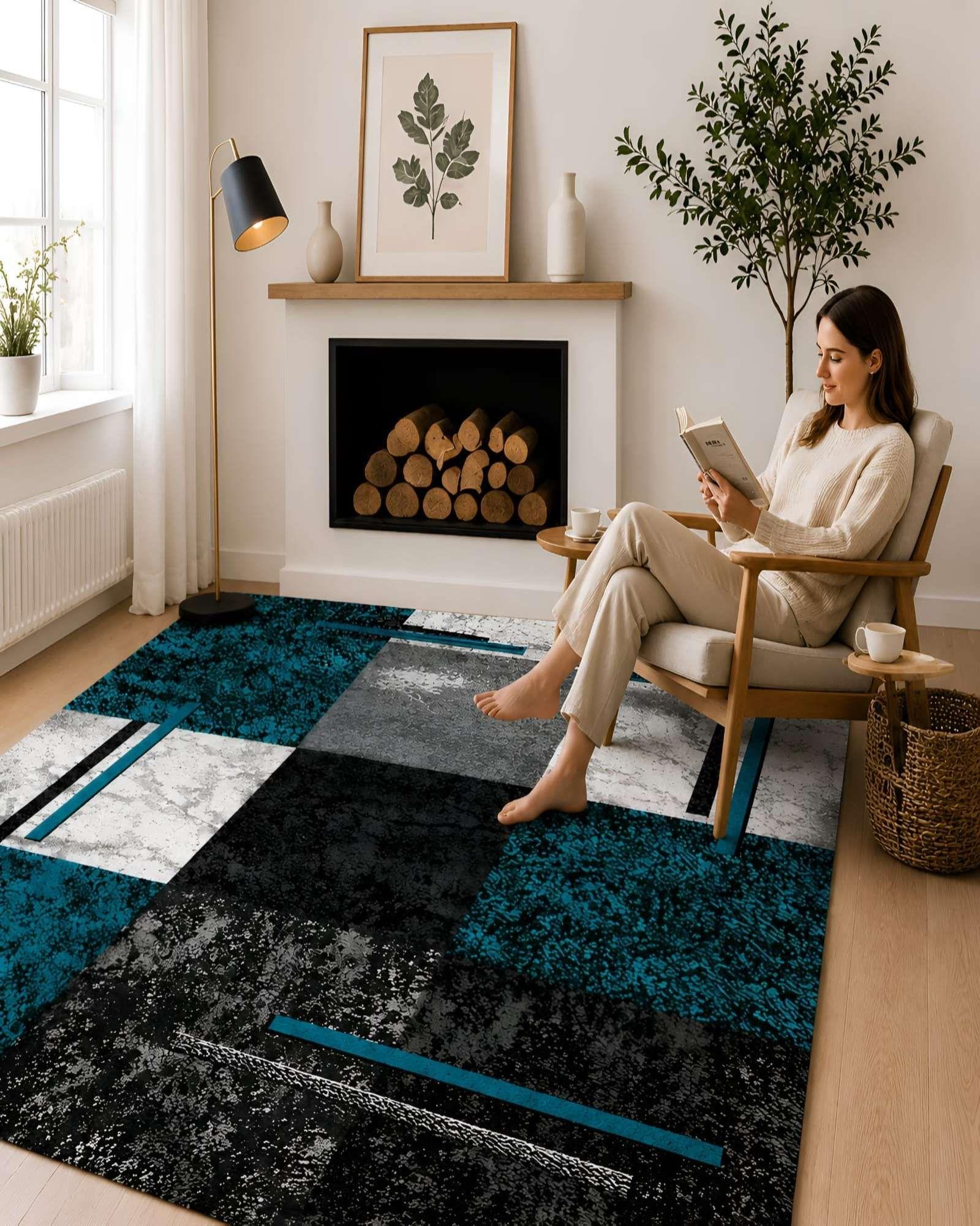 Alfombra de Diseño Geométrico (160x200 cm) Elegancia y Confort para tu Hogar 11-0