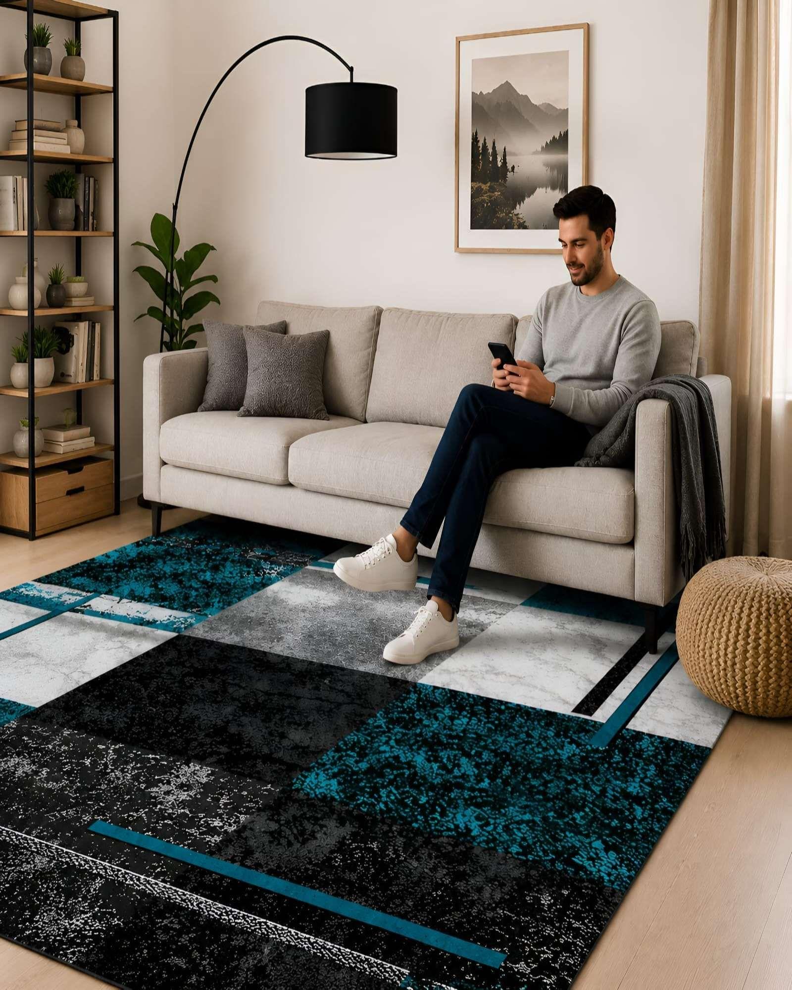 Alfombra de Diseño Geométrico (160x200 cm) Elegancia y Confort para tu Hogar 11-2