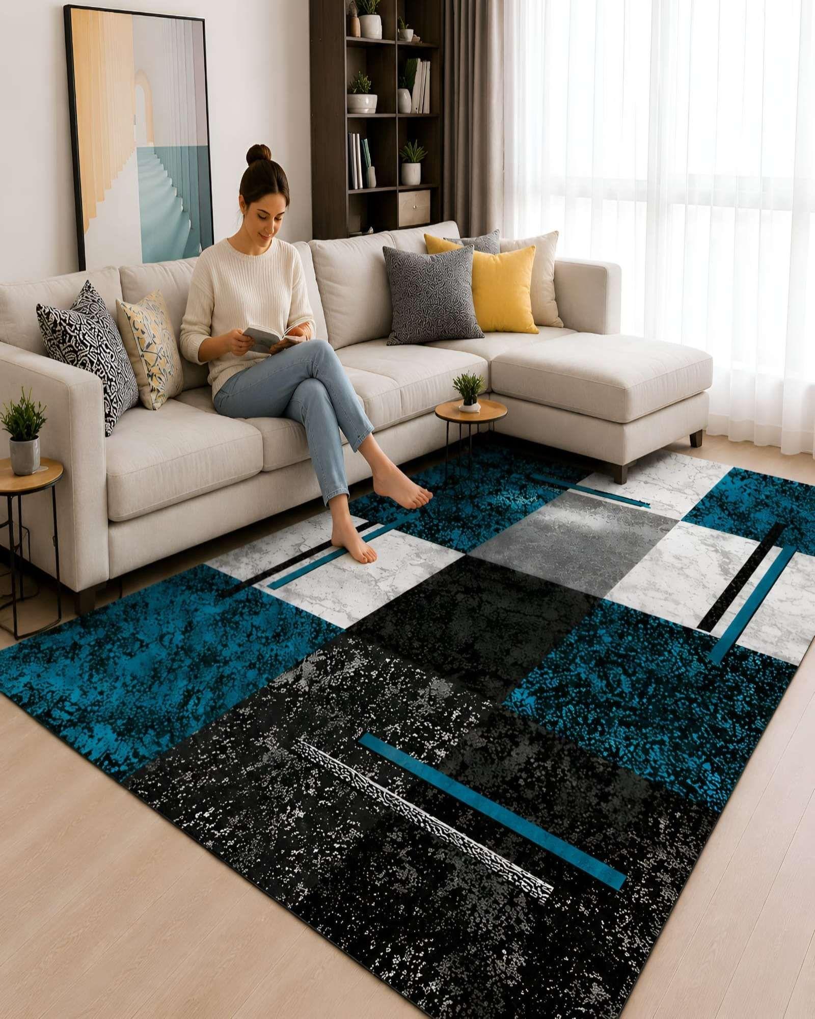 Alfombra de Diseño Geométrico (160x200 cm) Elegancia y Confort para tu Hogar 11-3