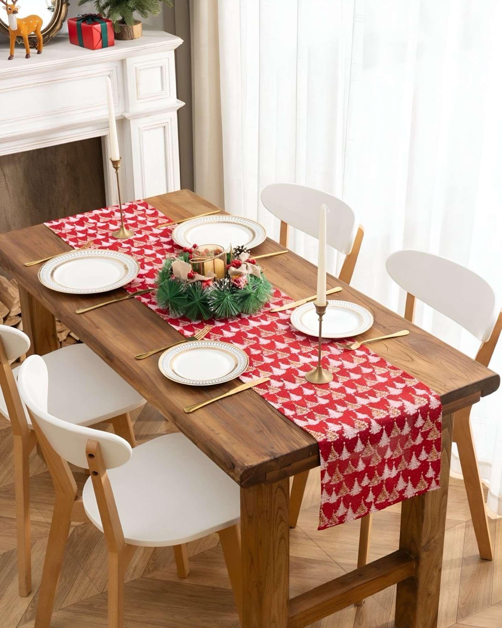 Mantel Camino de mesa diseño navidad lino 30 x 180 cm D04-3